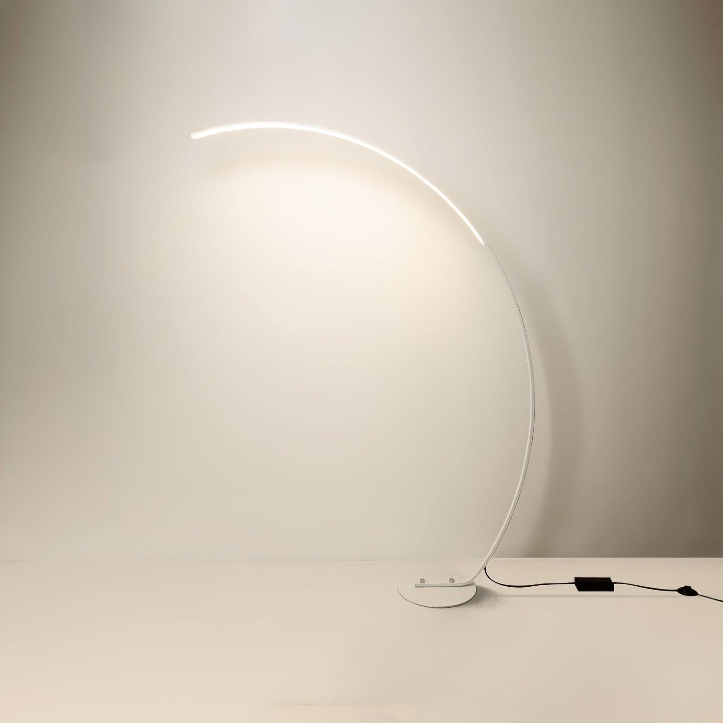 Arc Floor Lamp | Black Iron & White Acrylic Shade | 50cm Diameter