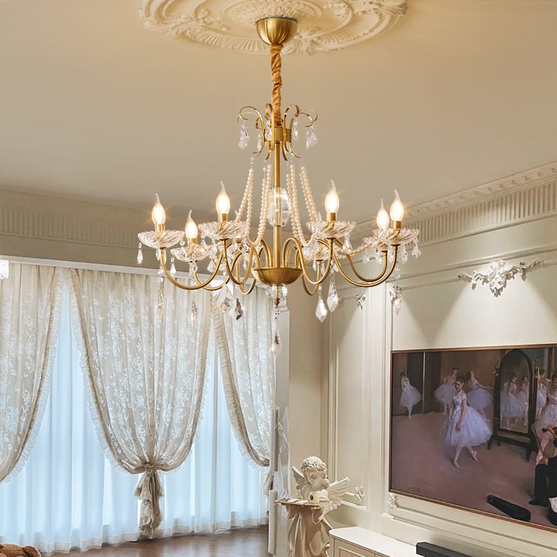 Arcadia Crysta Chandelier | Gold Metal & Clear Glass | 6 or 8 Lights