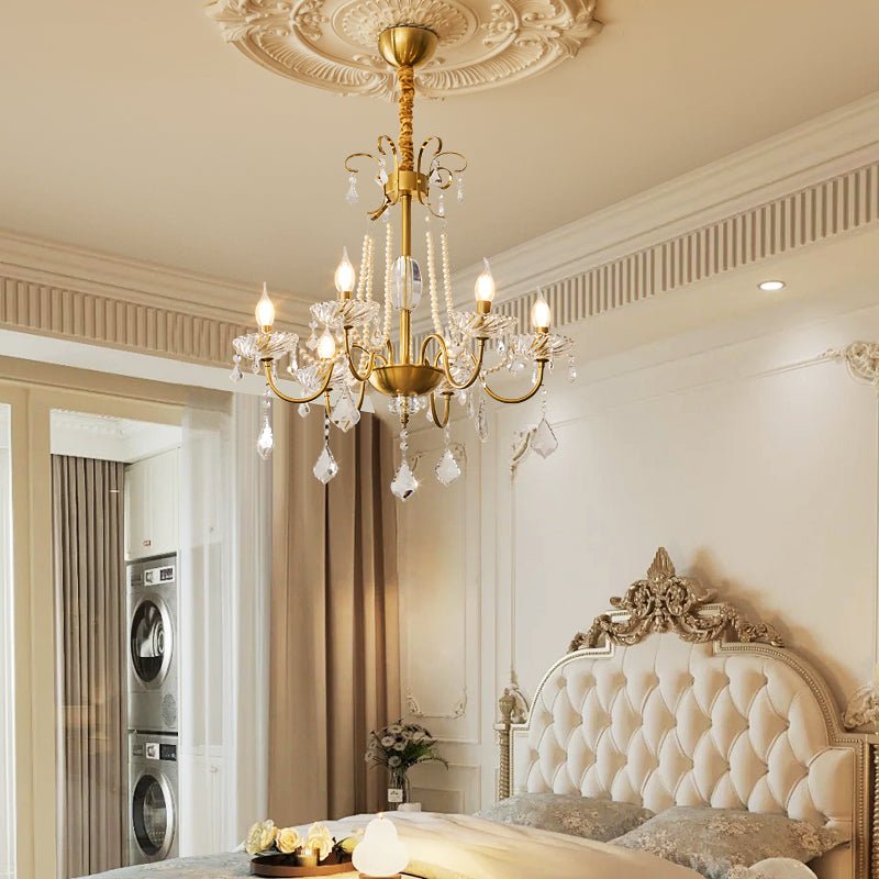 Arcadia Crysta Chandelier | Gold Metal & Clear Glass | 6 or 8 Lights
