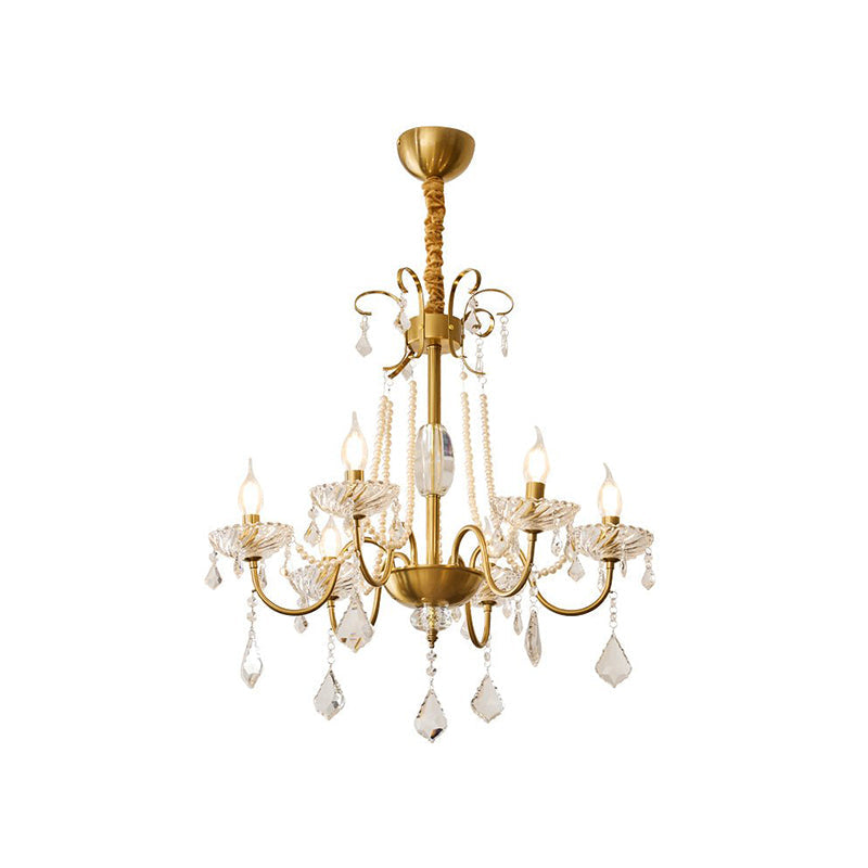 Arcadia Crysta Chandelier | Gold Metal & Clear Glass | 6 or 8 Lights