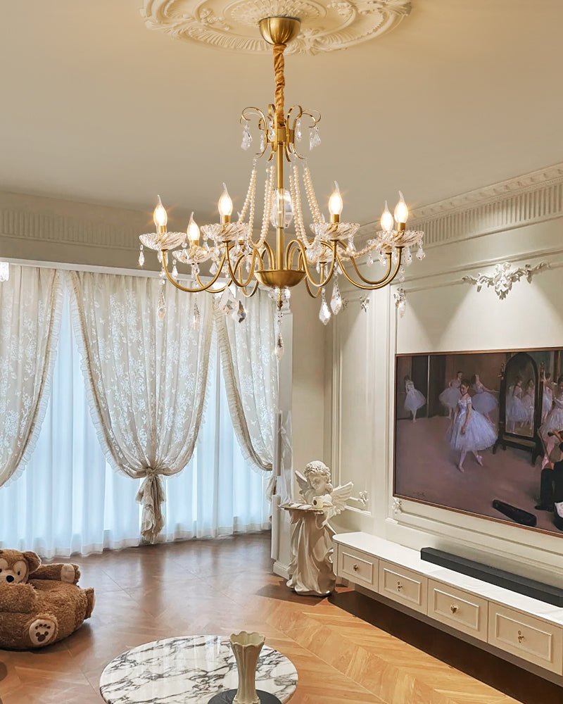 Arcadia Crysta Chandelier | Gold Metal & Clear Glass | 6 or 8 Lights