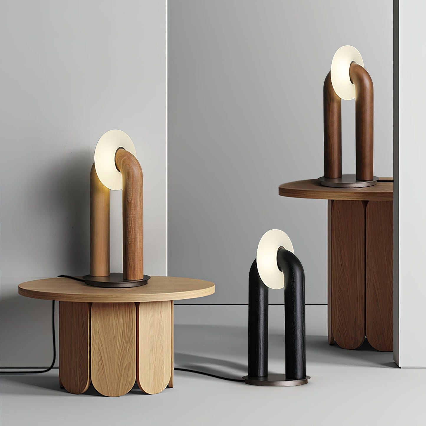 Arcadia Table Lamp | Wooden Design | Wood, Walnut, Black Finishes