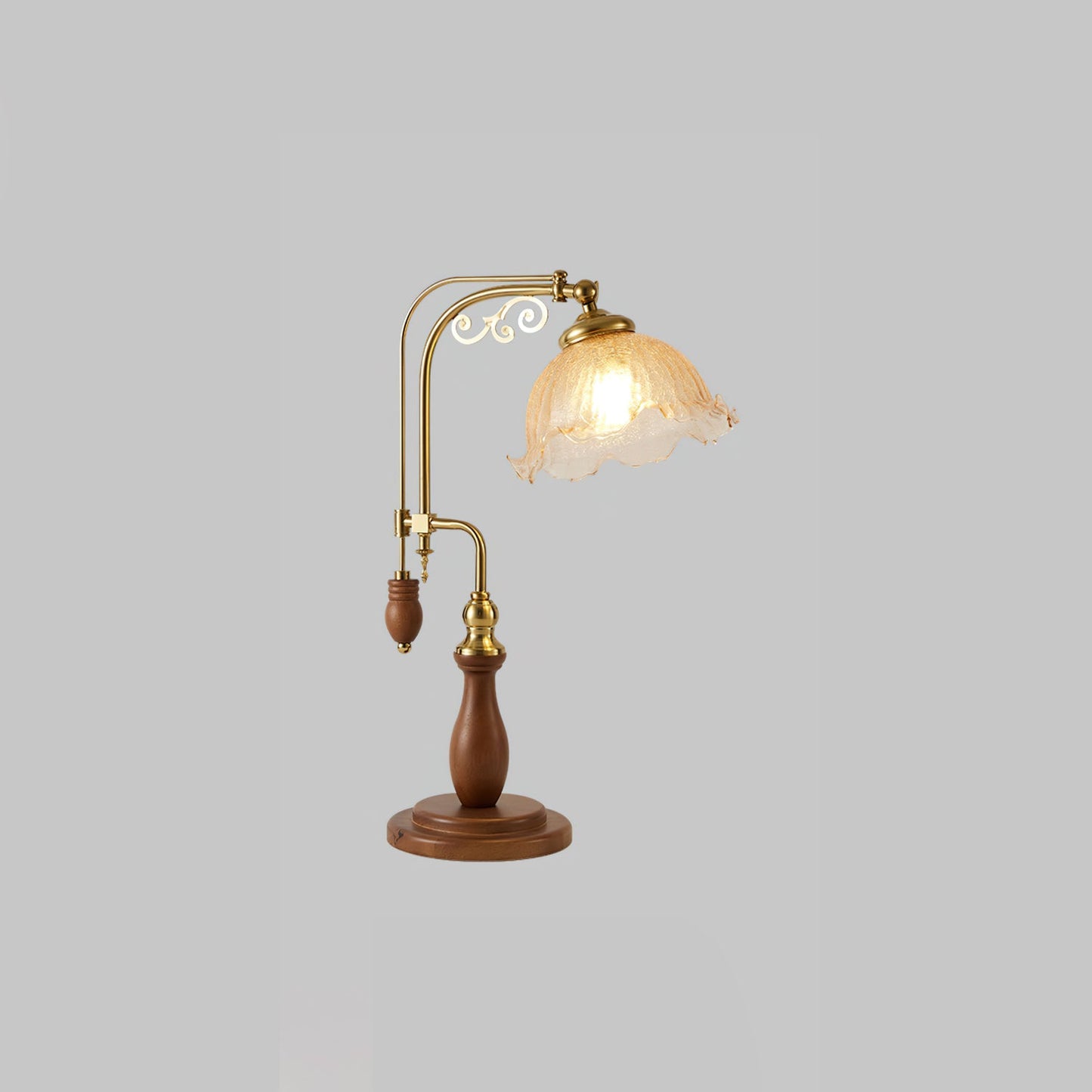 Arch Curves Table Lamp | Brass & Wood | Gold & Walnut