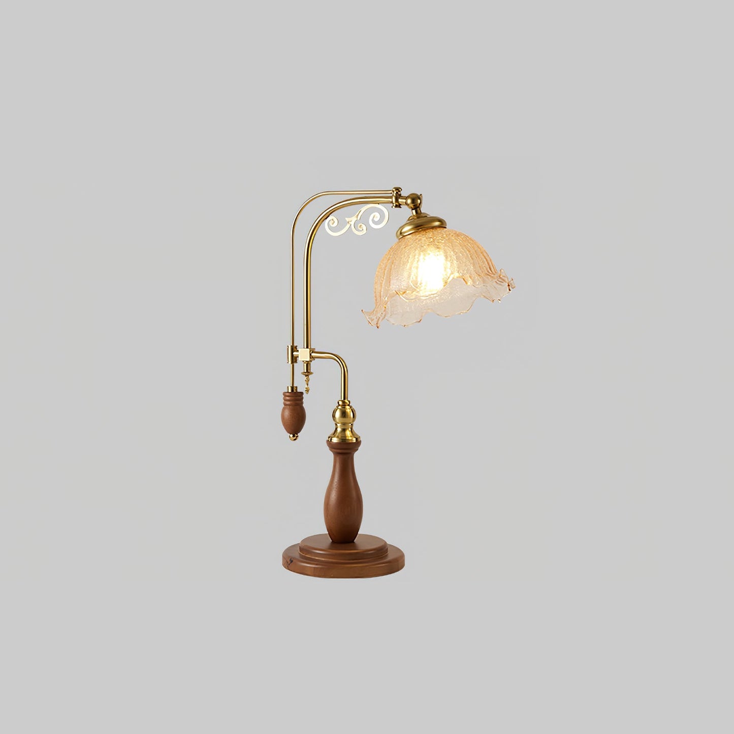 Arch Curves Table Lamp | Brass & Wood | Gold & Walnut
