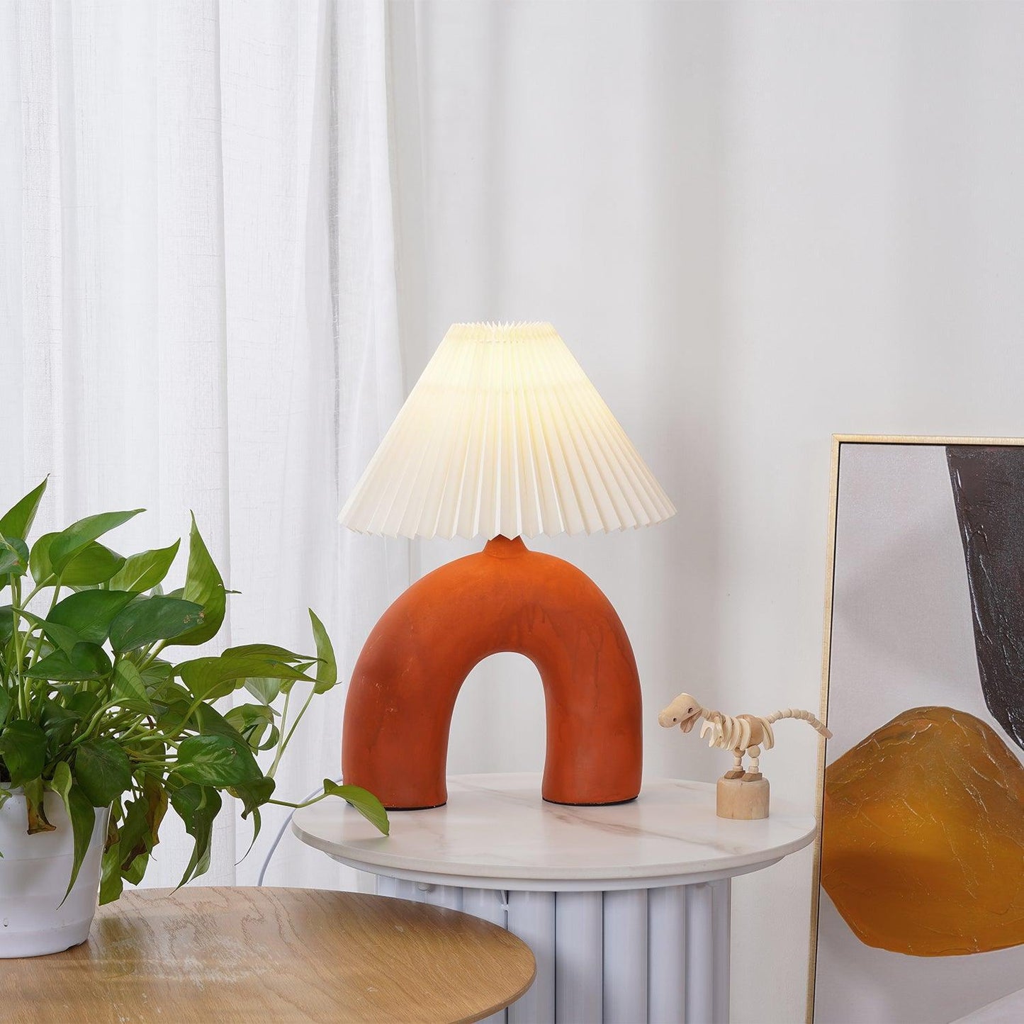 Arched Table Lamp | Ceramic | Skin, Beige