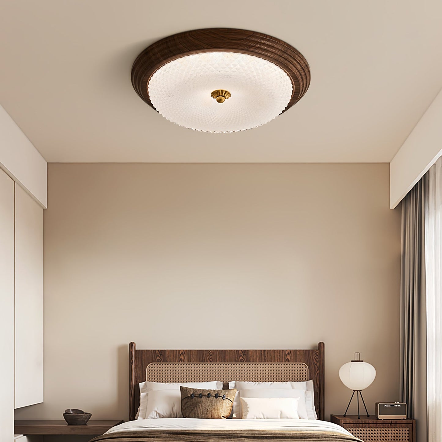 Arlington Ceiling Lamp | Metal & Glass | Walnut Wood, Gold