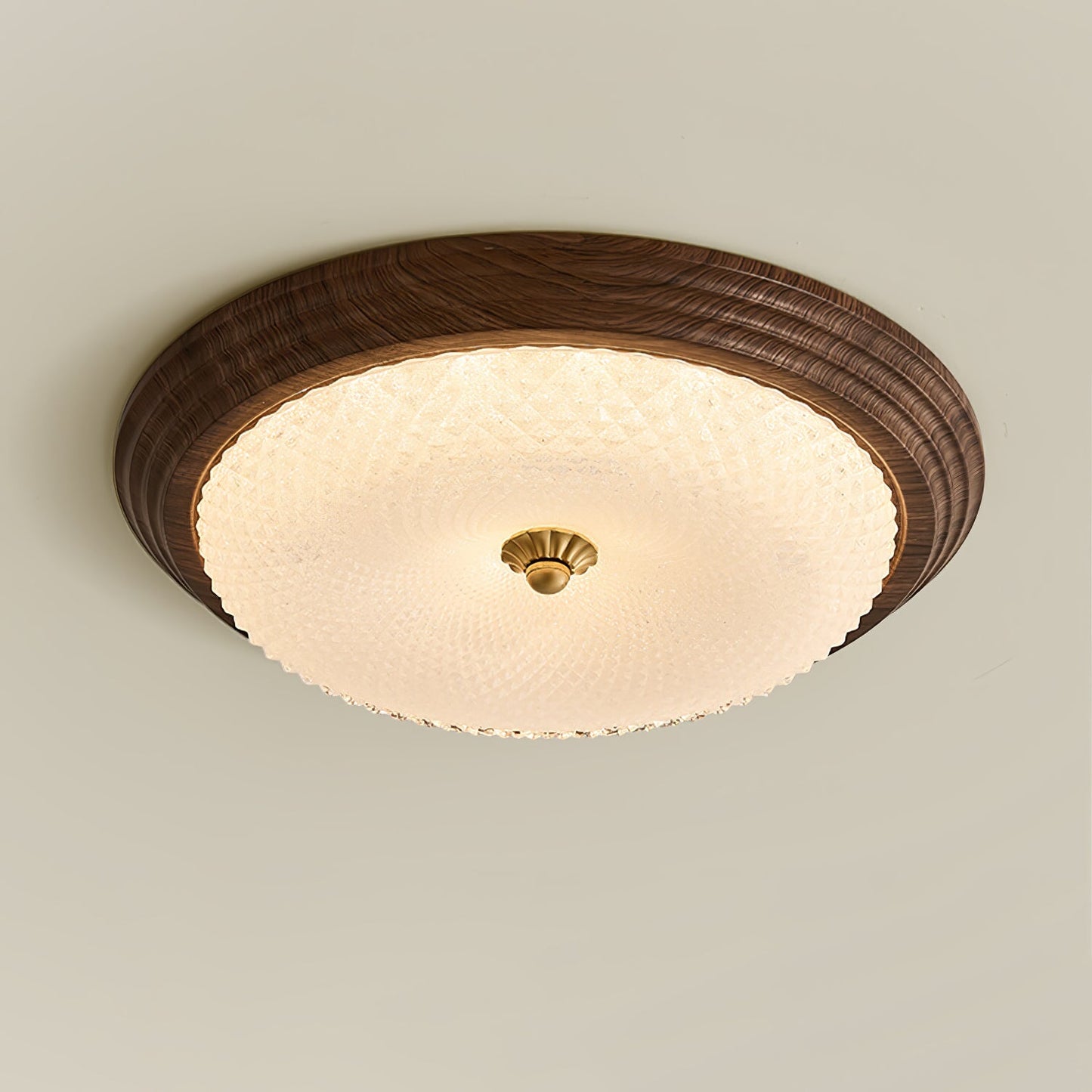 Arlington Ceiling Lamp | Metal & Glass | Walnut Wood, Gold