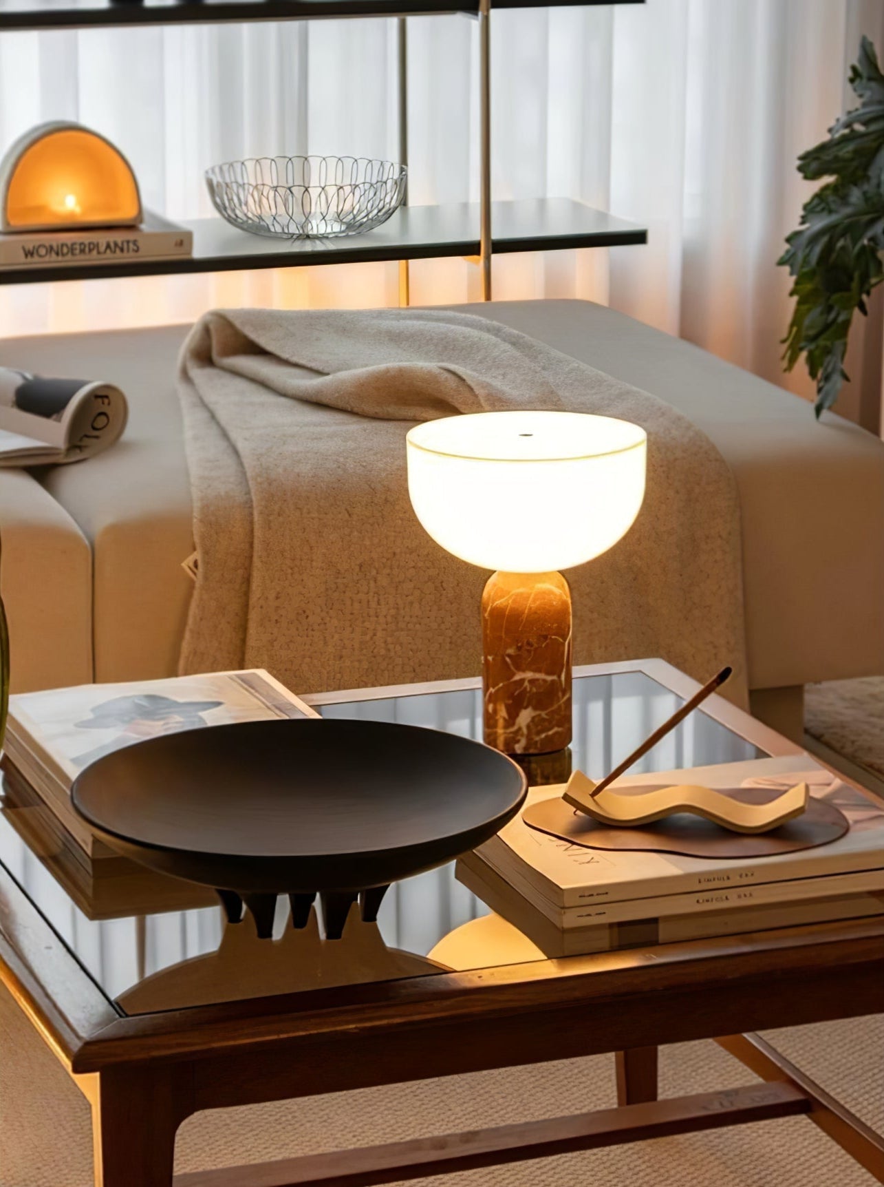 Arno Sphere Marble Table Lamp | Marble/Metal/Acrylic | White Shade