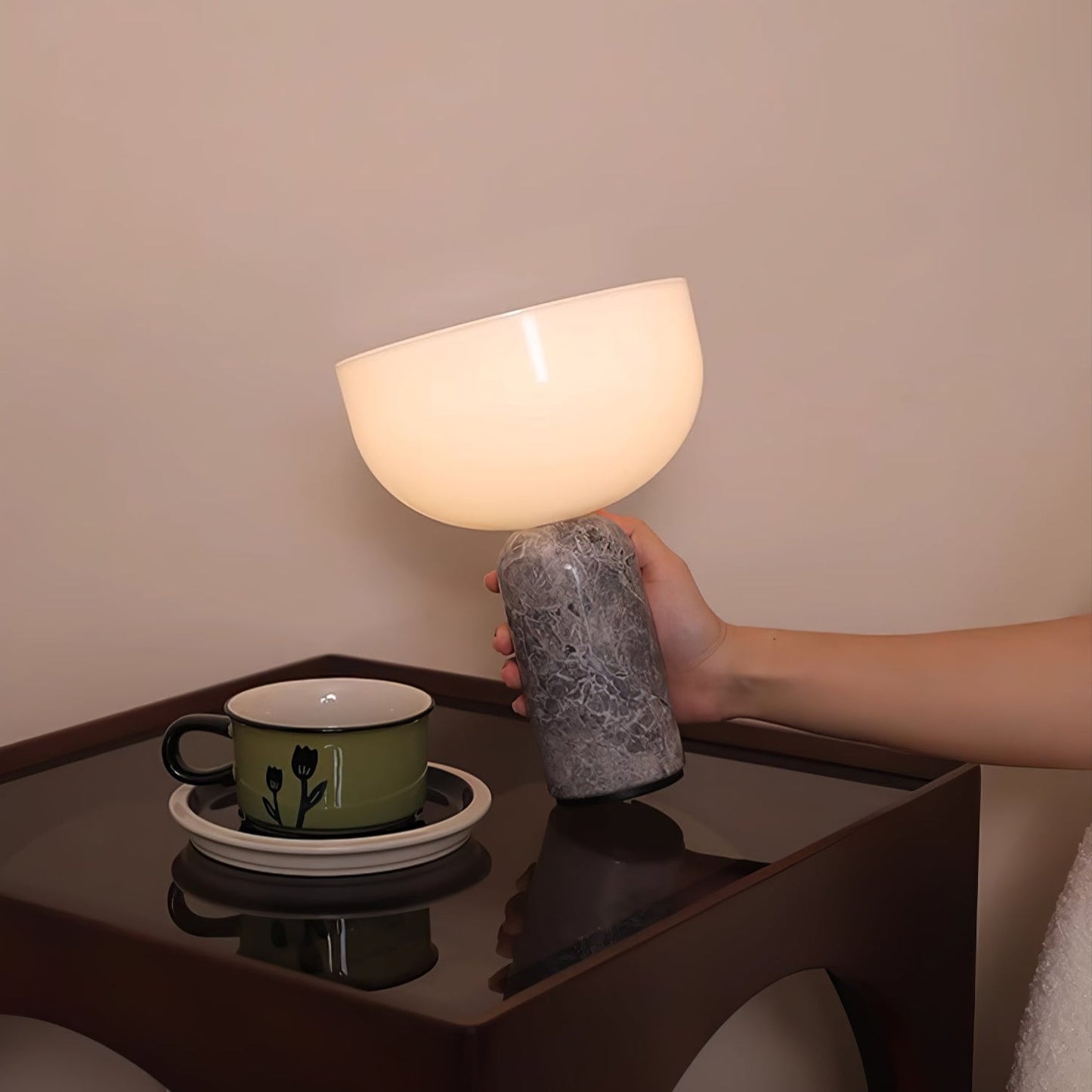 Arno Sphere Marble Table Lamp | Marble/Metal/Acrylic | White Shade