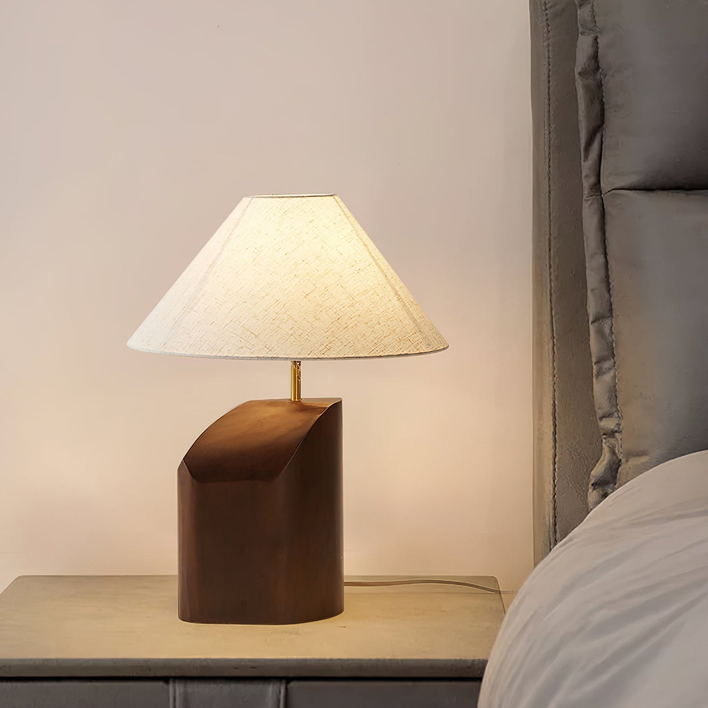 Arouca Table Lamp | Walnut Wood Base | White Shade