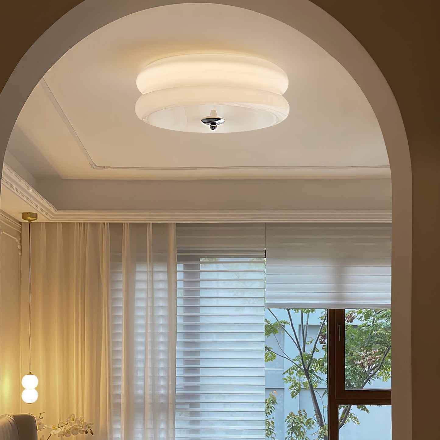 Art Deco Vintage Ceiling Light | Handcrafted Iron & Glass | Gold or Chrome Finish