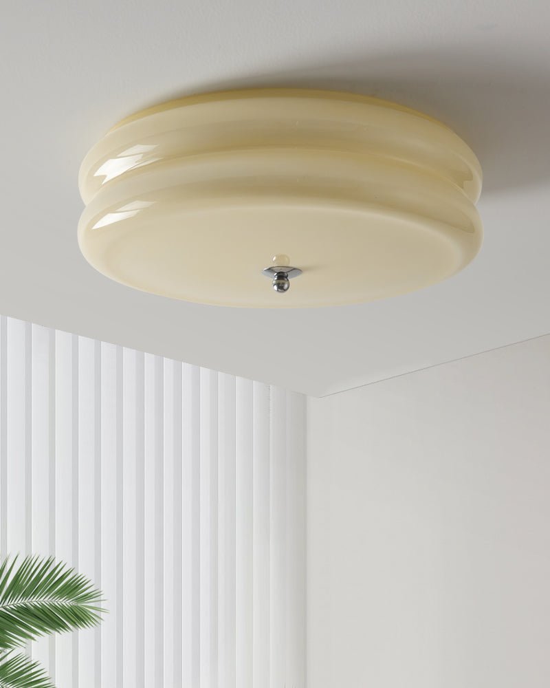 Art Deco Vintage Ceiling Light | Handcrafted Iron & Glass | Gold or Chrome Finish