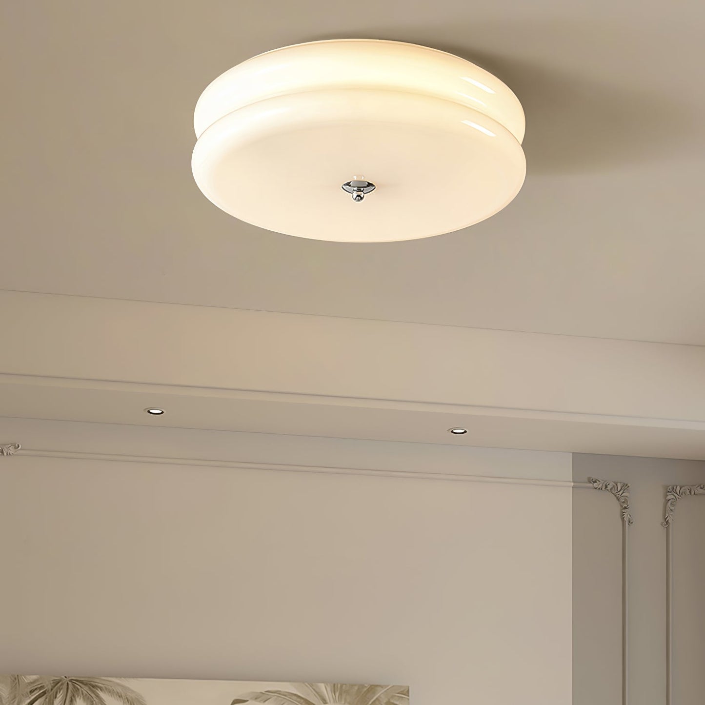 Art Deco Vintage Ceiling Light | Handcrafted Iron & Glass | Gold or Chrome Finish