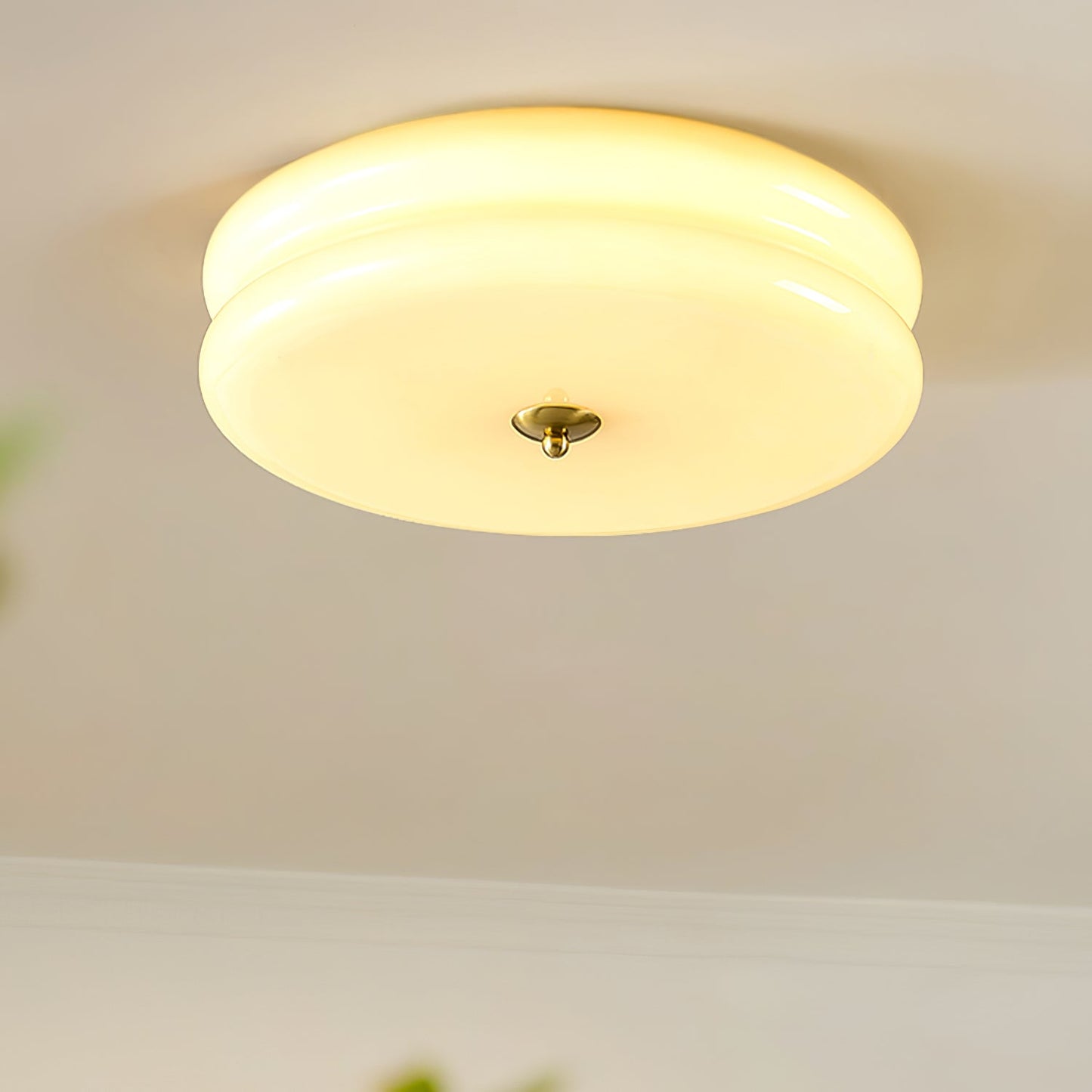 Art Deco Vintage Ceiling Light | Handcrafted Iron & Glass | Gold or Chrome Finish