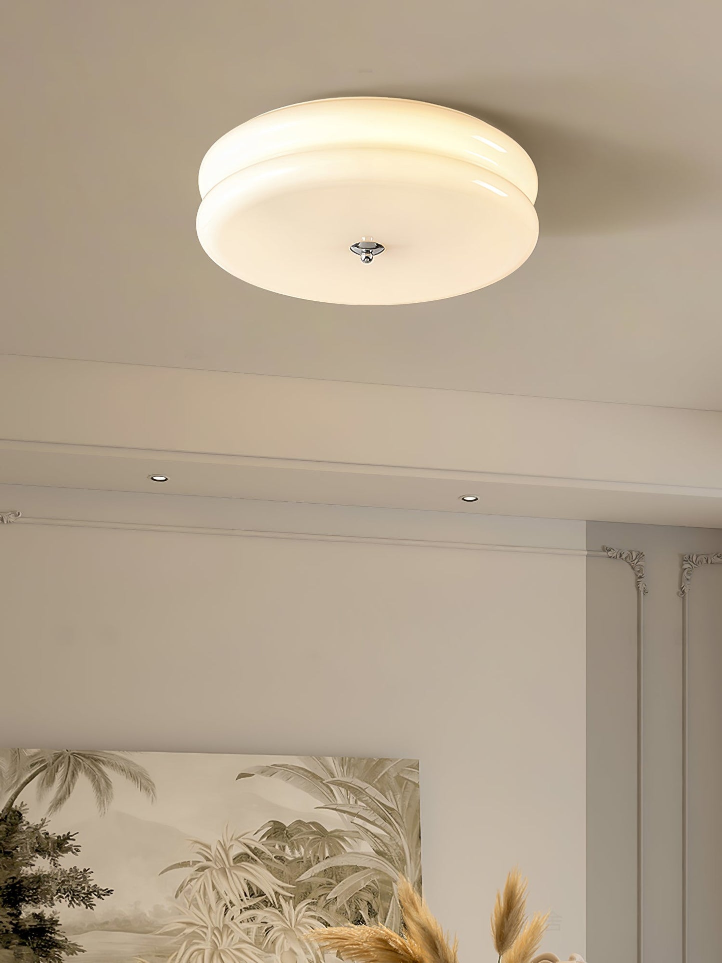 Art Deco Vintage Ceiling Light | Handcrafted Iron & Glass | Gold or Chrome Finish