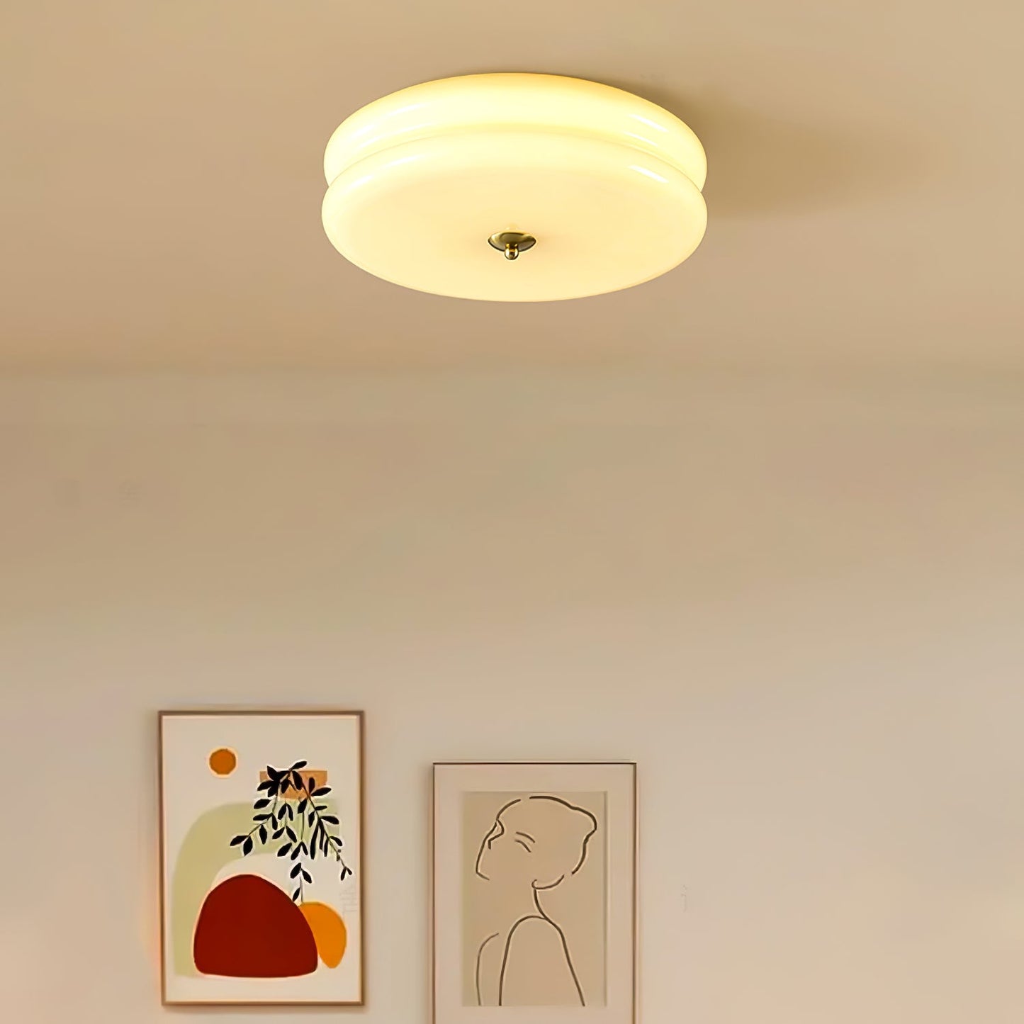 Art Deco Vintage Ceiling Light | Handcrafted Iron & Glass | Gold or Chrome Finish