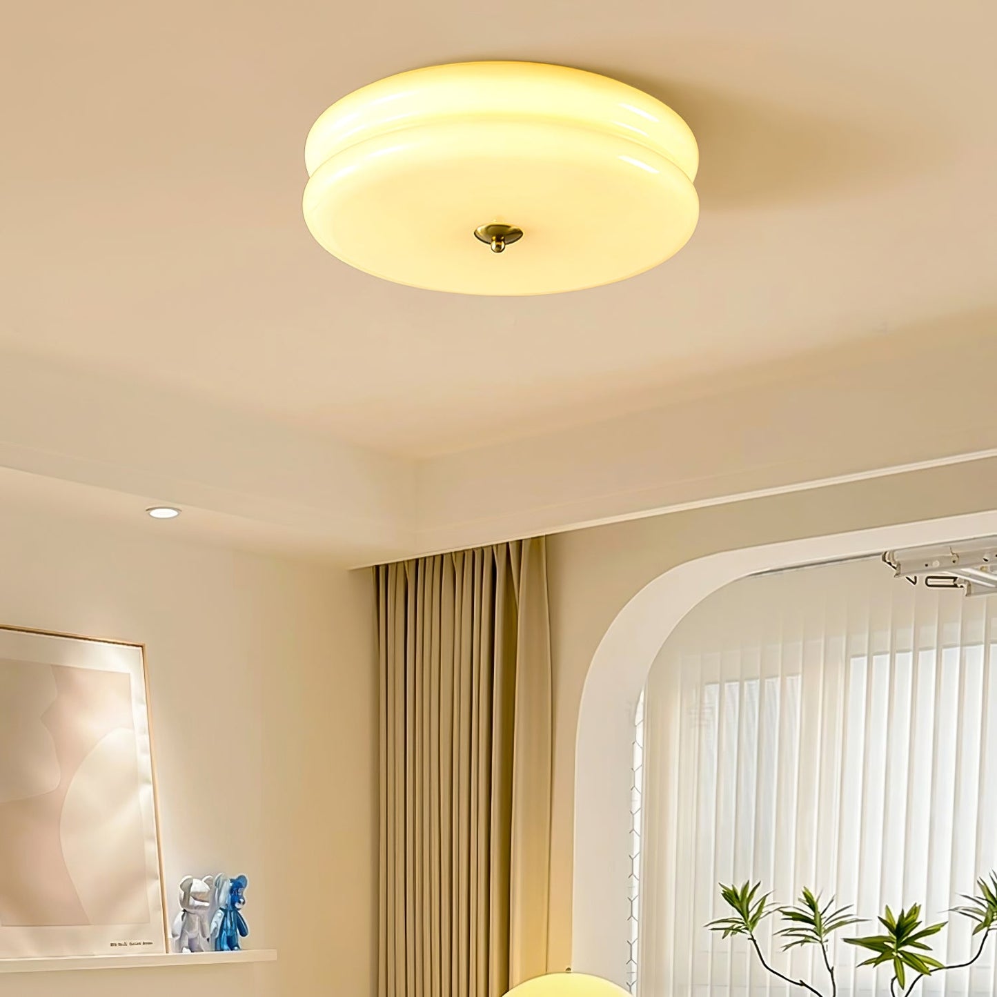 Art Deco Vintage Ceiling Light | Handcrafted Iron & Glass | Gold or Chrome Finish