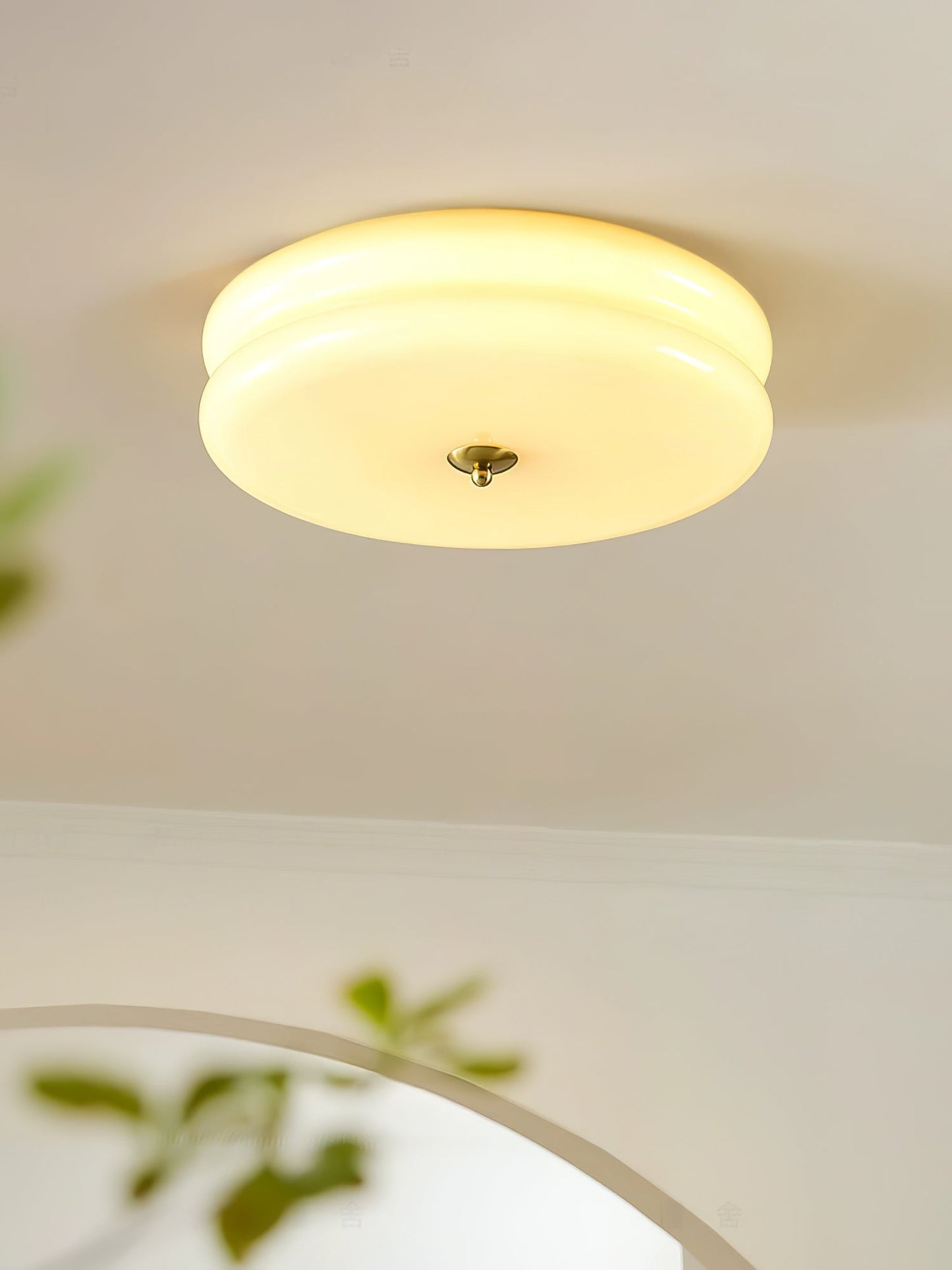 Art Deco Vintage Ceiling Light | Handcrafted Iron & Glass | Gold or Chrome Finish