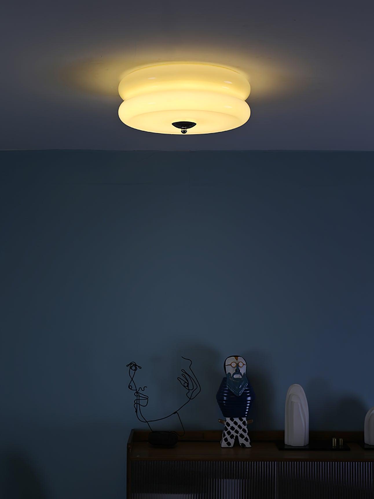 Art Deco Vintage Ceiling Light | Handcrafted Iron & Glass | Gold or Chrome Finish