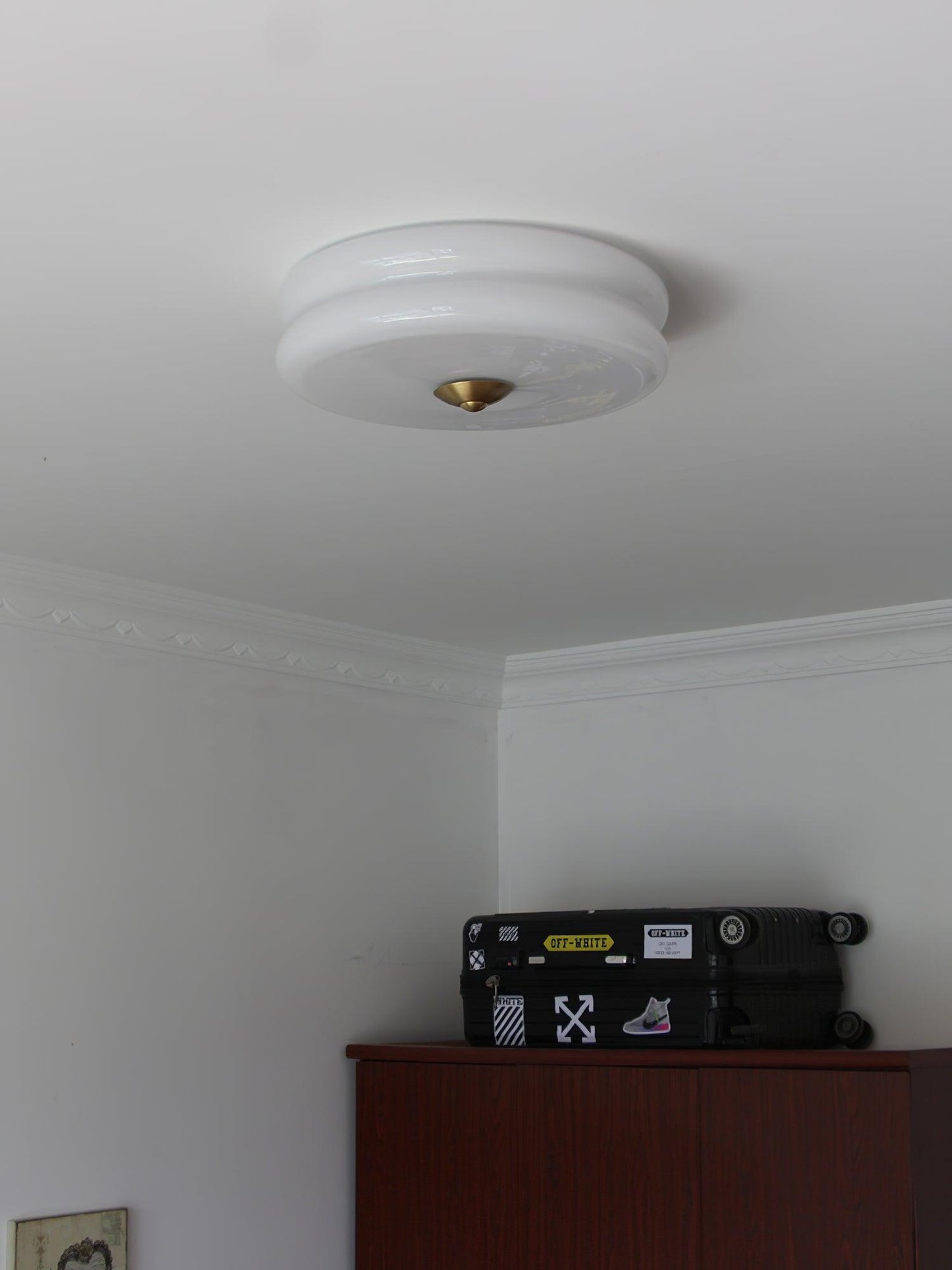 Art Deco Vintage Ceiling Light | Handcrafted Iron & Glass | Gold or Chrome Finish