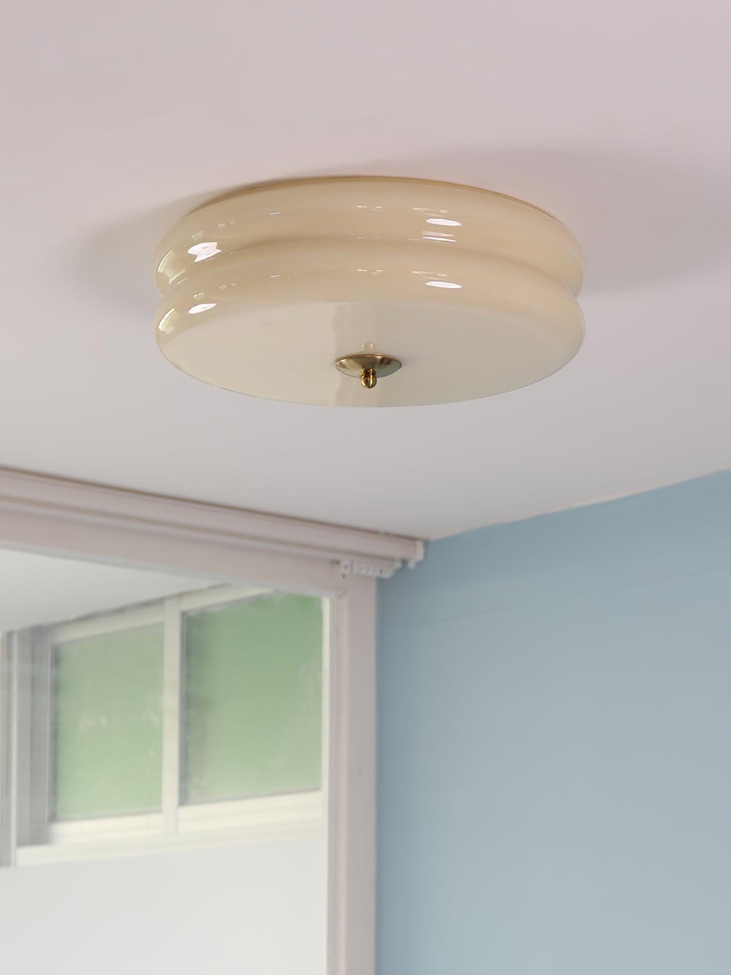 Art Deco Vintage Ceiling Light | Handcrafted Iron & Glass | Gold or Chrome Finish