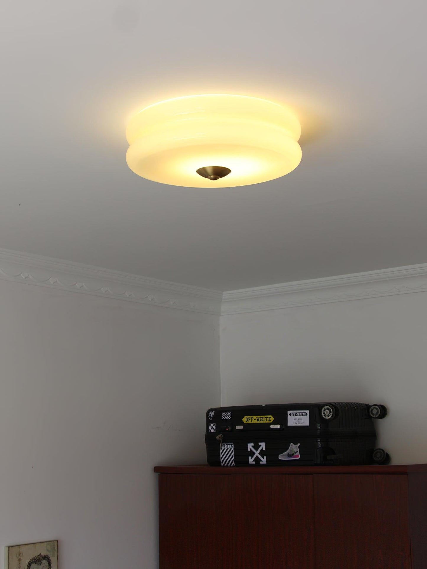 Art Deco Vintage Ceiling Light | Handcrafted Iron & Glass | Gold or Chrome Finish