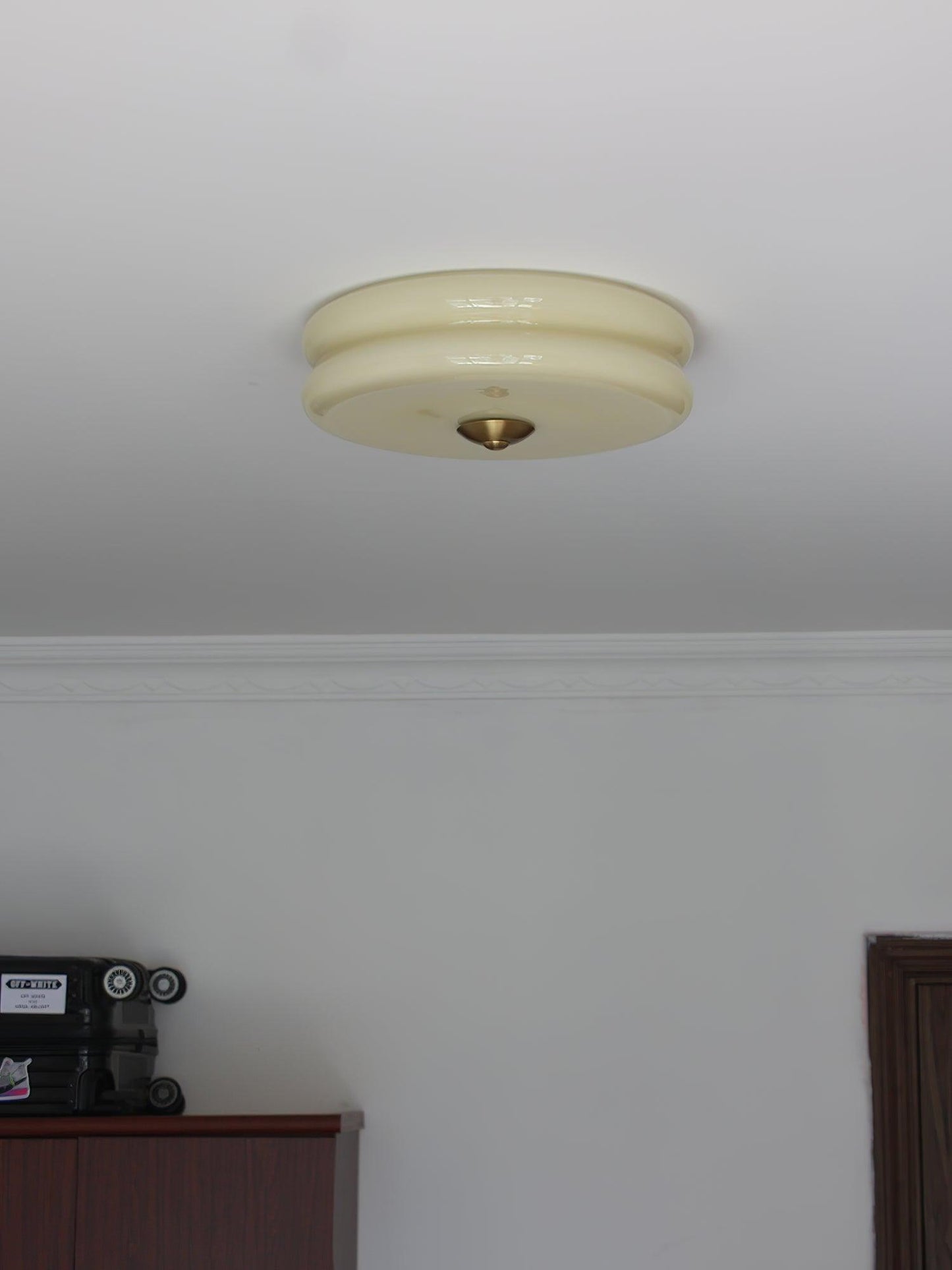 Art Deco Vintage Ceiling Light | Handcrafted Iron & Glass | Gold or Chrome Finish
