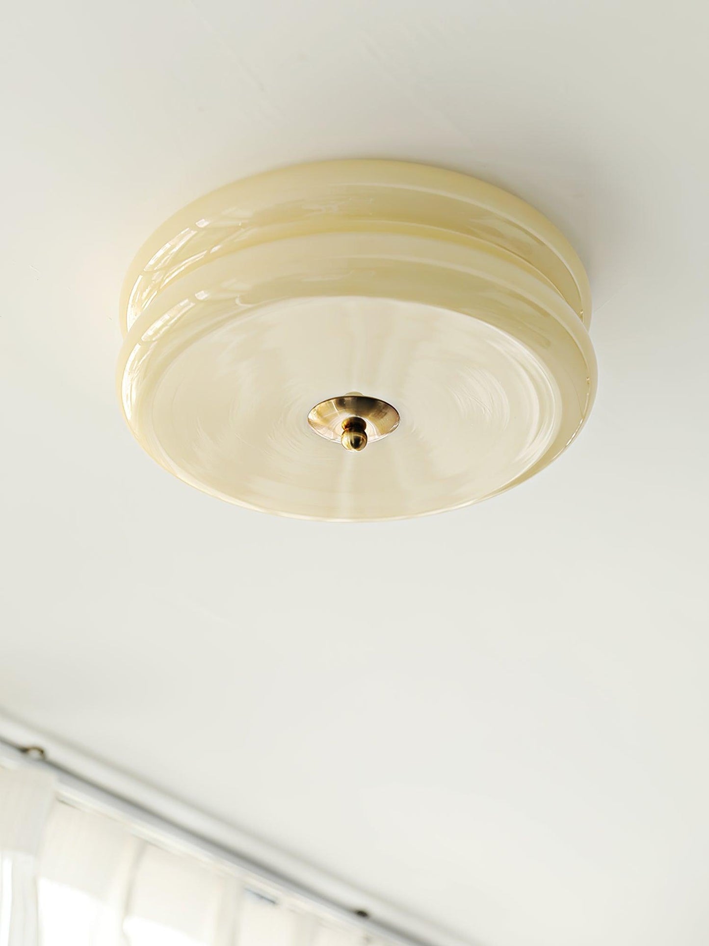 Art Deco Vintage Ceiling Light | Handcrafted Iron & Glass | Gold or Chrome Finish
