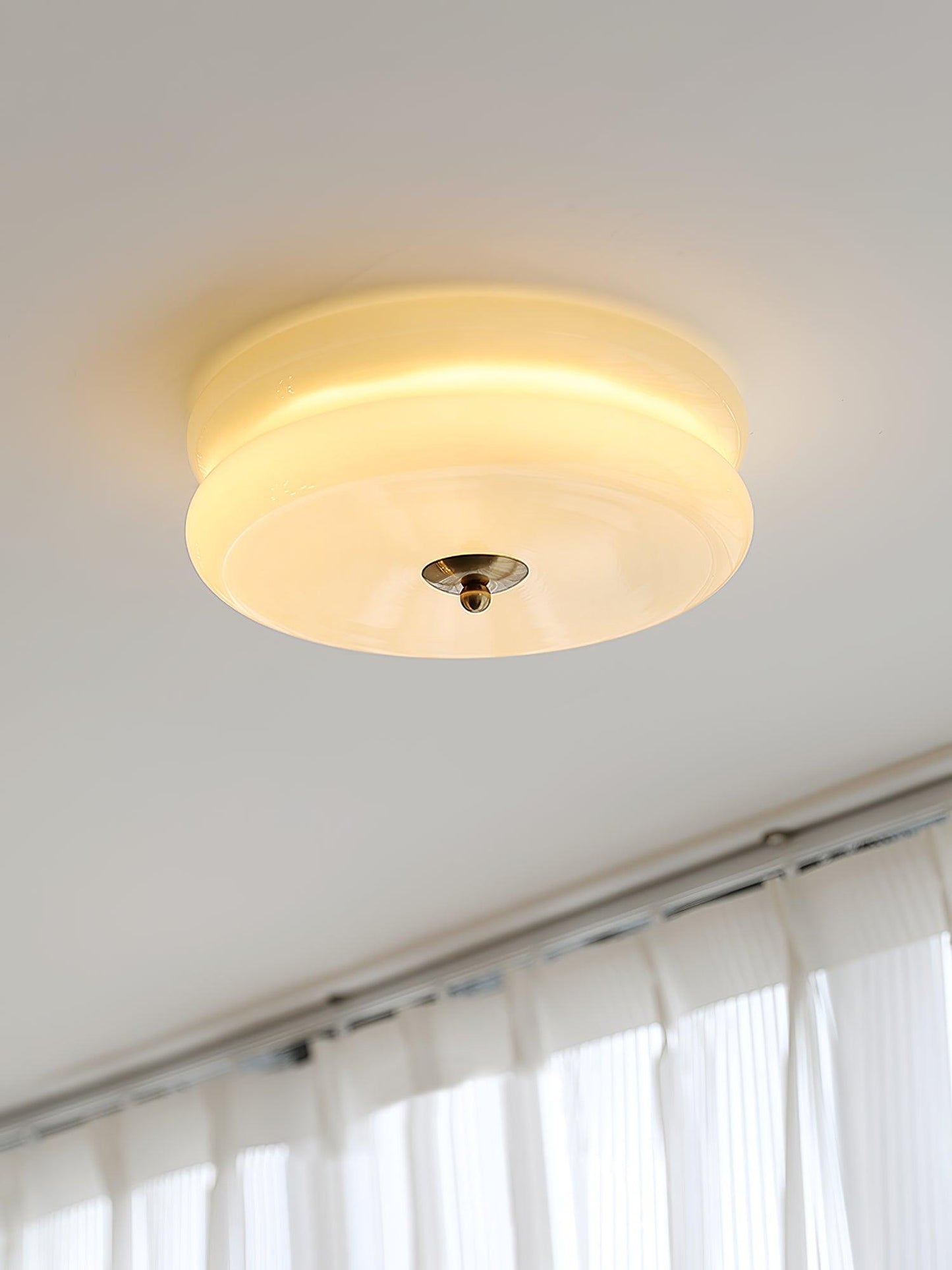 Art Deco Vintage Ceiling Light | Handcrafted Iron & Glass | Gold or Chrome Finish