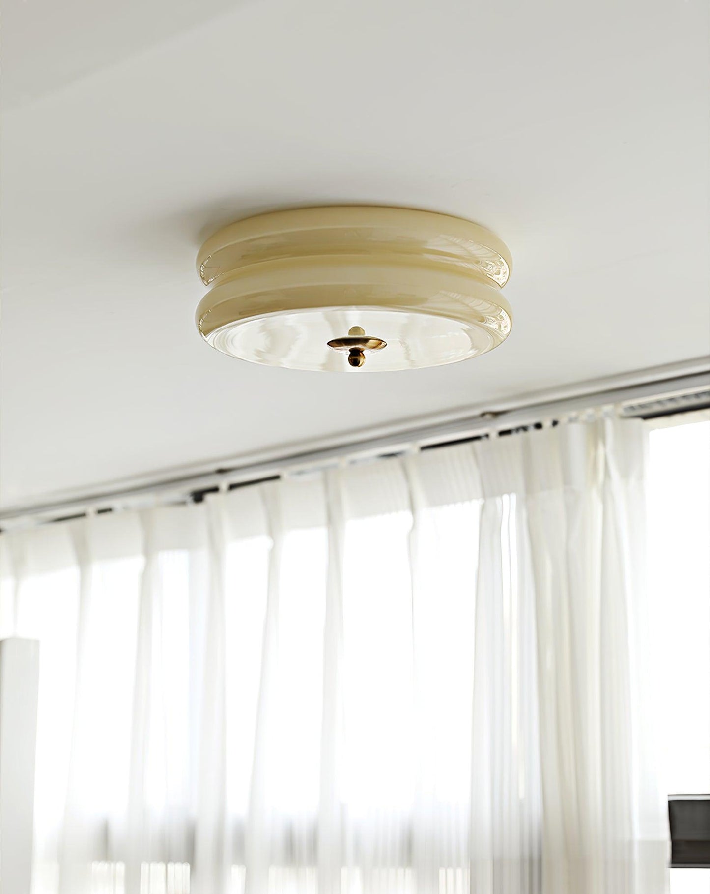 Art Deco Vintage Ceiling Light | Handcrafted Iron & Glass | Gold or Chrome Finish