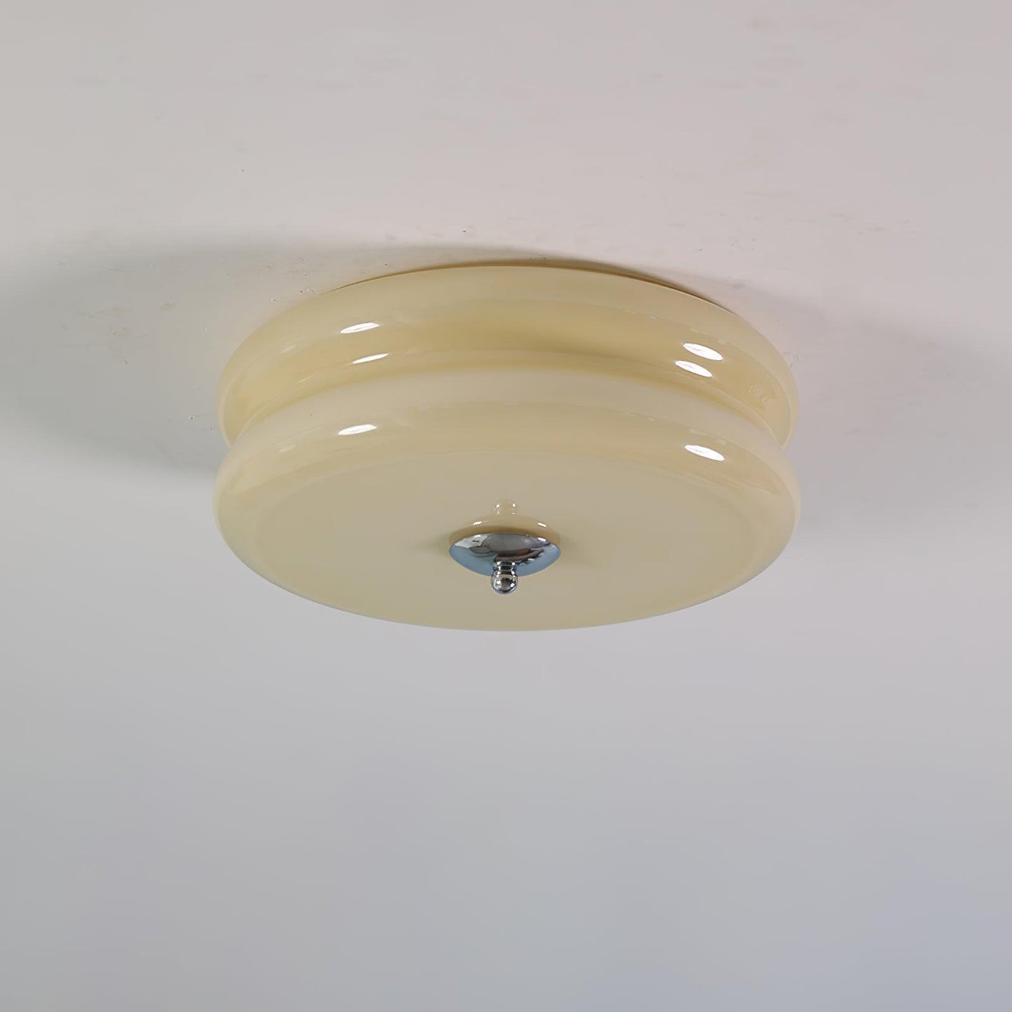 Art Deco Vintage Ceiling Light | Handcrafted Iron & Glass | Gold or Chrome Finish