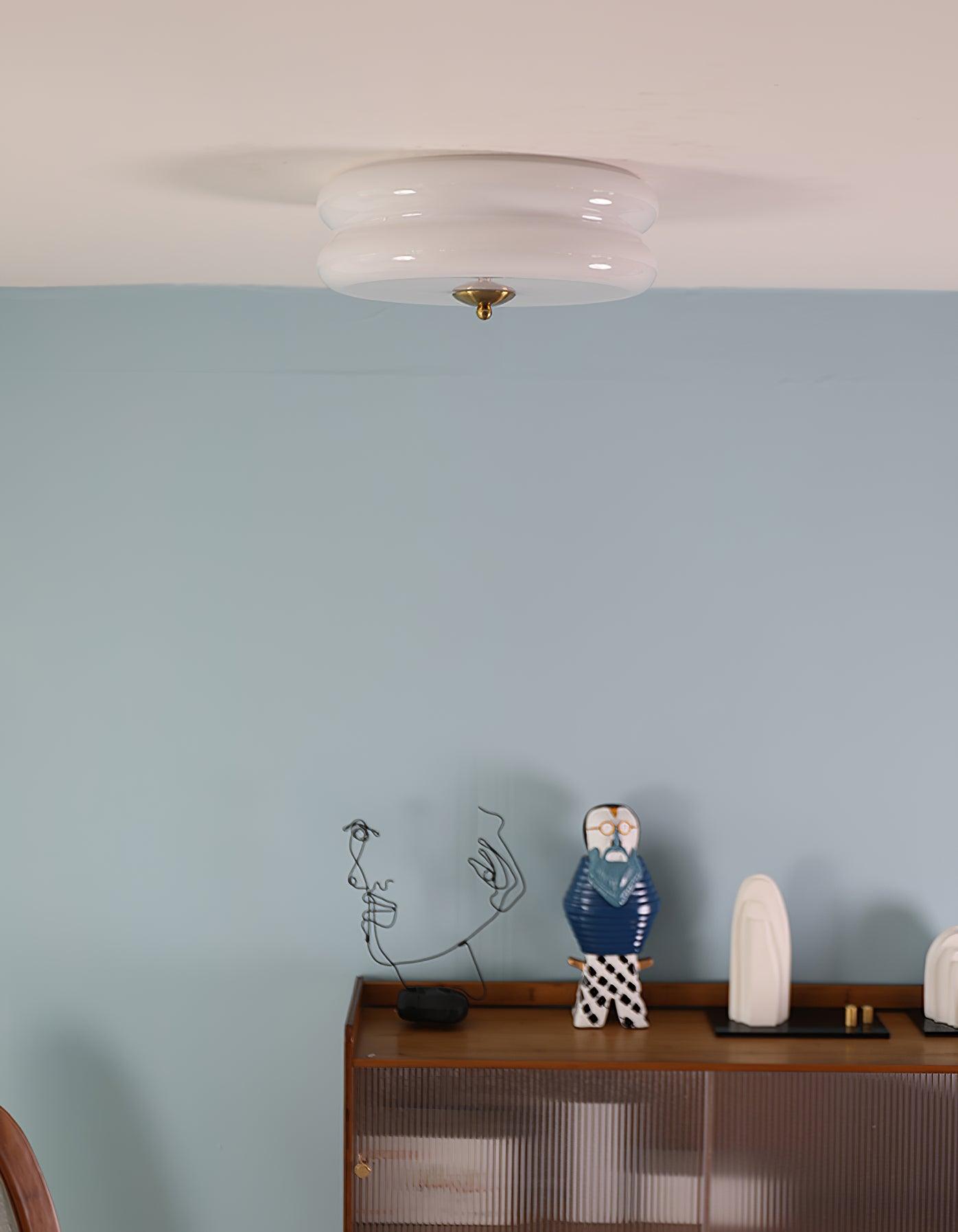 Art Deco Vintage Ceiling Light | Handcrafted Iron & Glass | Gold or Chrome Finish