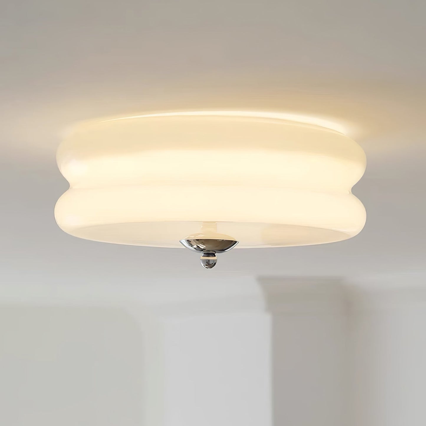 Art Deco Vintage Ceiling Light | Handcrafted Iron & Glass | Gold or Chrome Finish