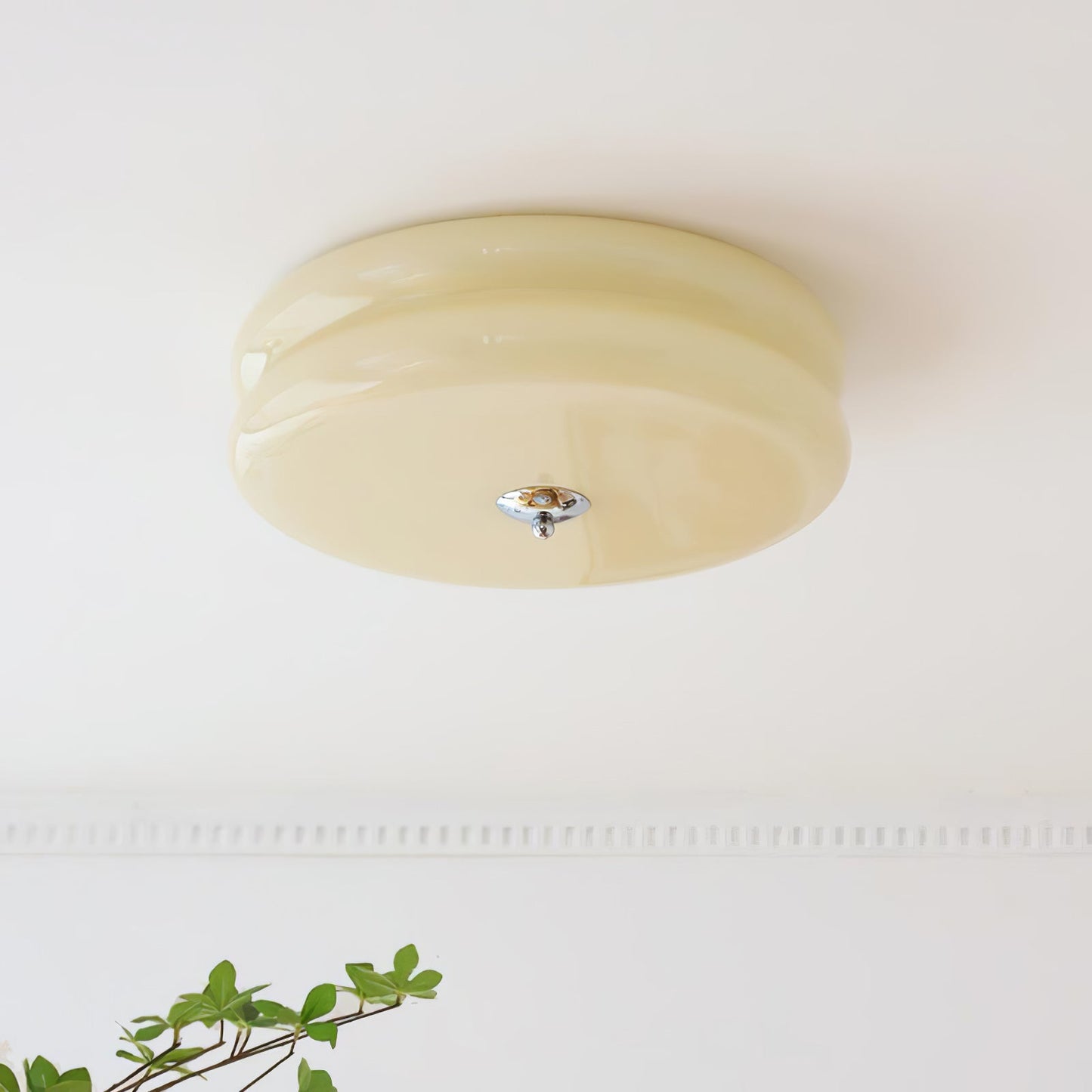 Art Deco Vintage Ceiling Light | Handcrafted Iron & Glass | Gold or Chrome Finish