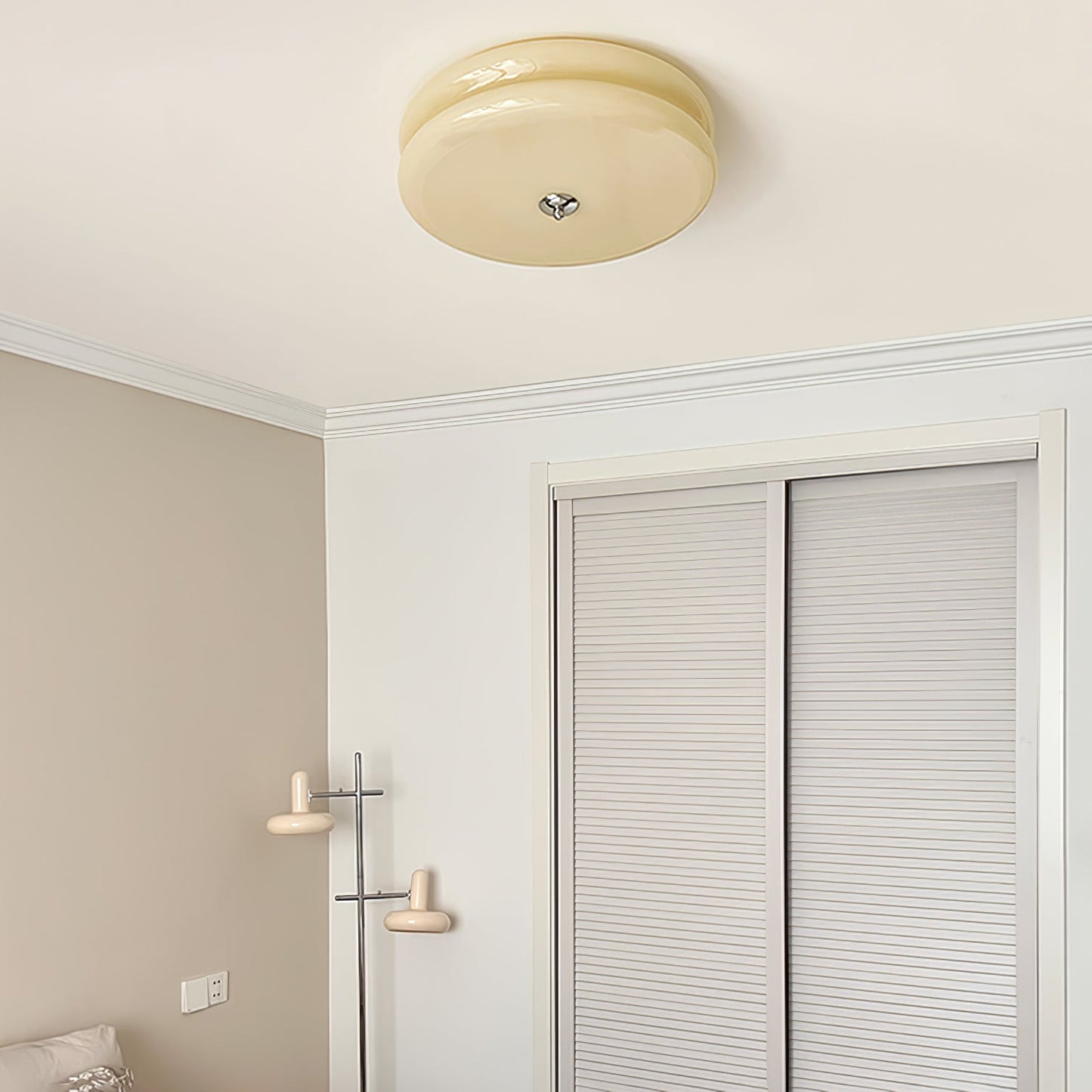 Art Deco Vintage Ceiling Light | Handcrafted Iron & Glass | Gold or Chrome Finish
