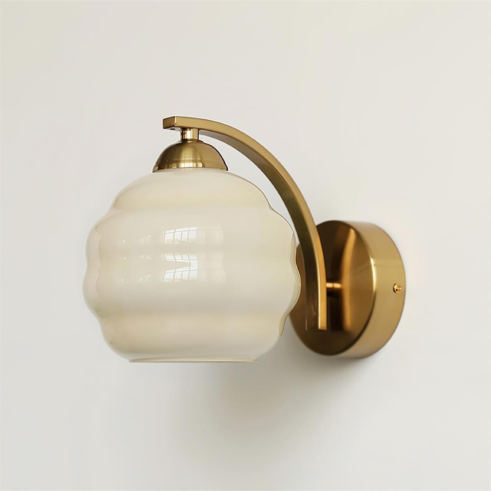 Art Deco Vintage Wall Lamp | Gold or Chrome Finish | White Glass Shade