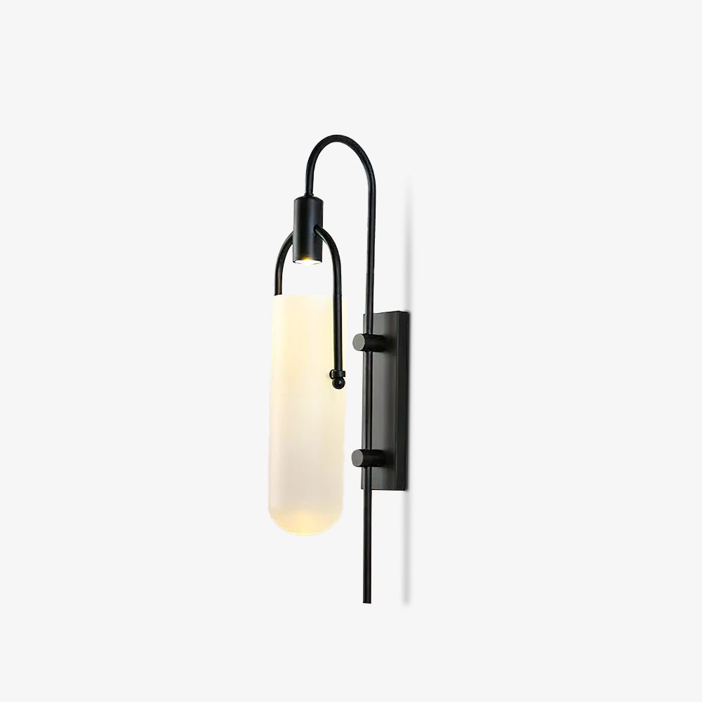 Arc Glass Wall Lamp | Frosted White Glass & Black Frame | Set of 2