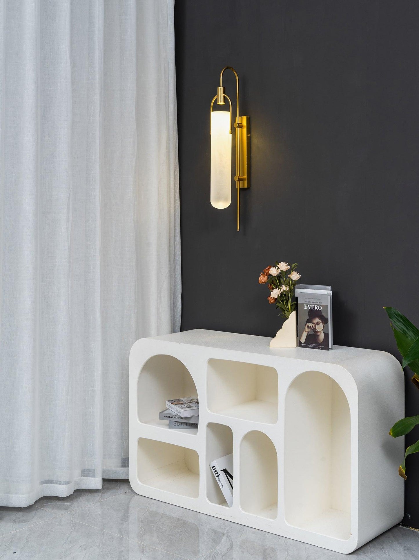 Arc Glass Wall Lamp | Frosted White Glass & Black Frame | Set of 2