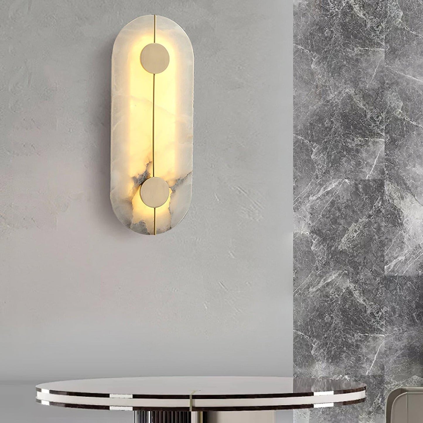 Artistic Wall Lamp | Alabaster & Brass | Set of 2