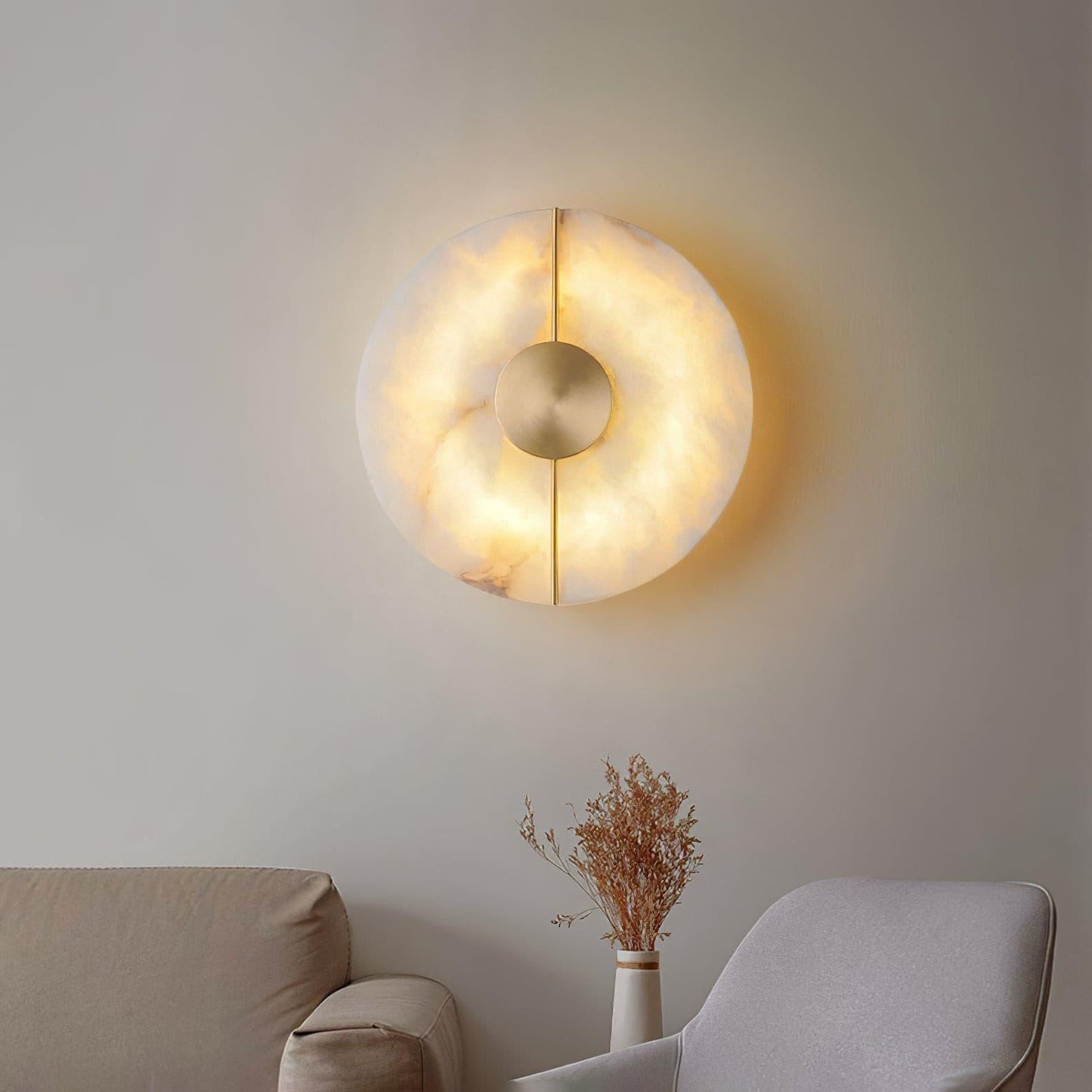 Artistic Wall Lamp | Alabaster & Brass | Set of 2