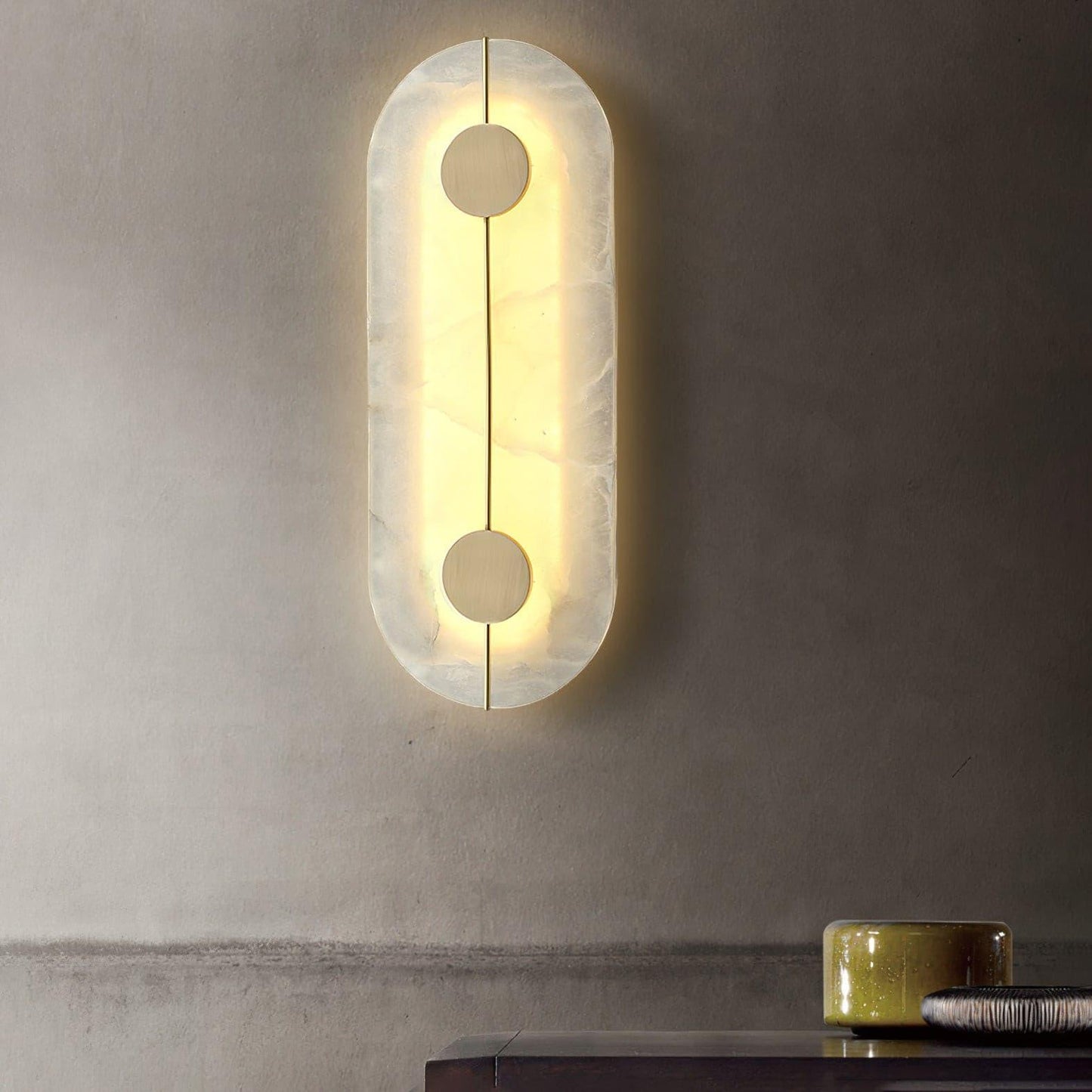 Artistic Wall Lamp | Alabaster & Brass | Set of 2