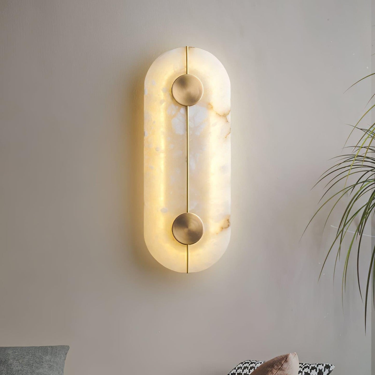 Artistic Wall Lamp | Alabaster & Brass | Set of 2