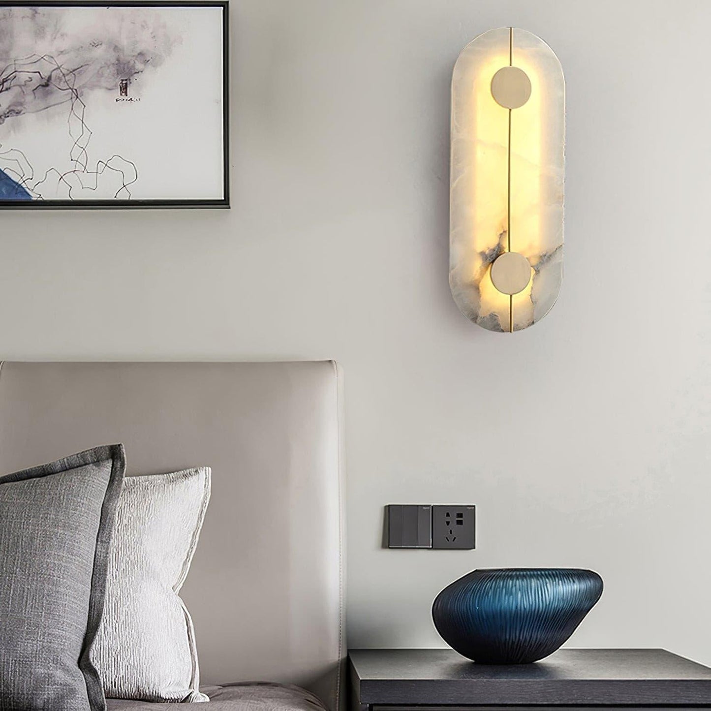 Artistic Wall Lamp | Alabaster & Brass | Set of 2