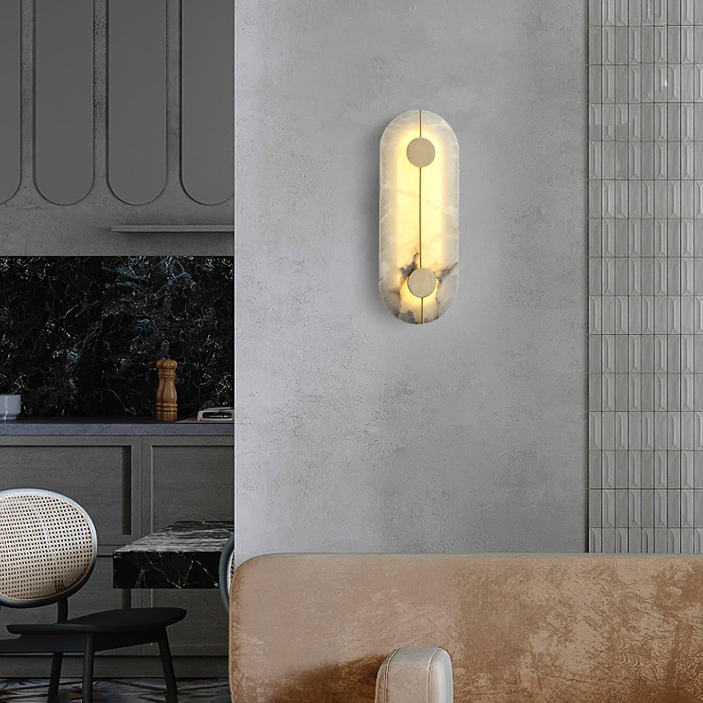 Artistic Wall Lamp | Alabaster & Brass | Set of 2