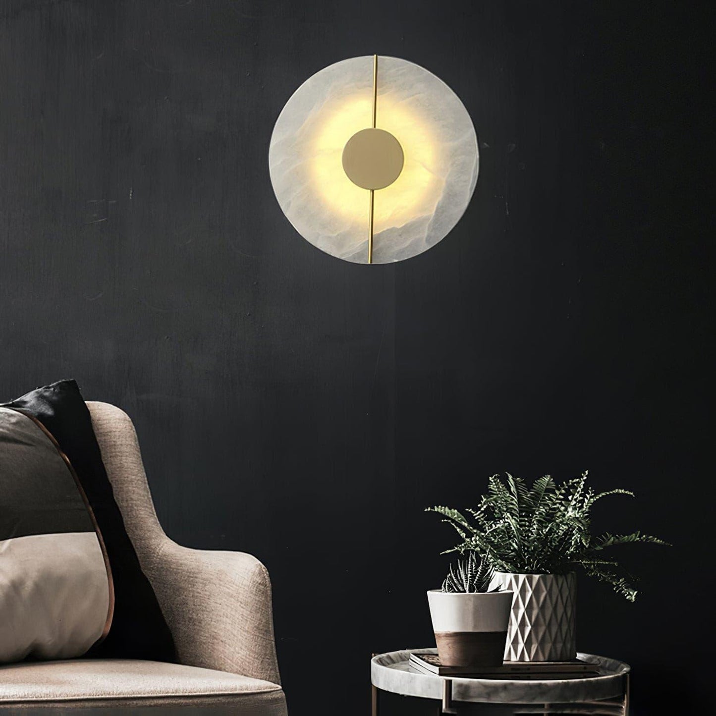 Artistic Wall Lamp | Alabaster & Brass | Set of 2