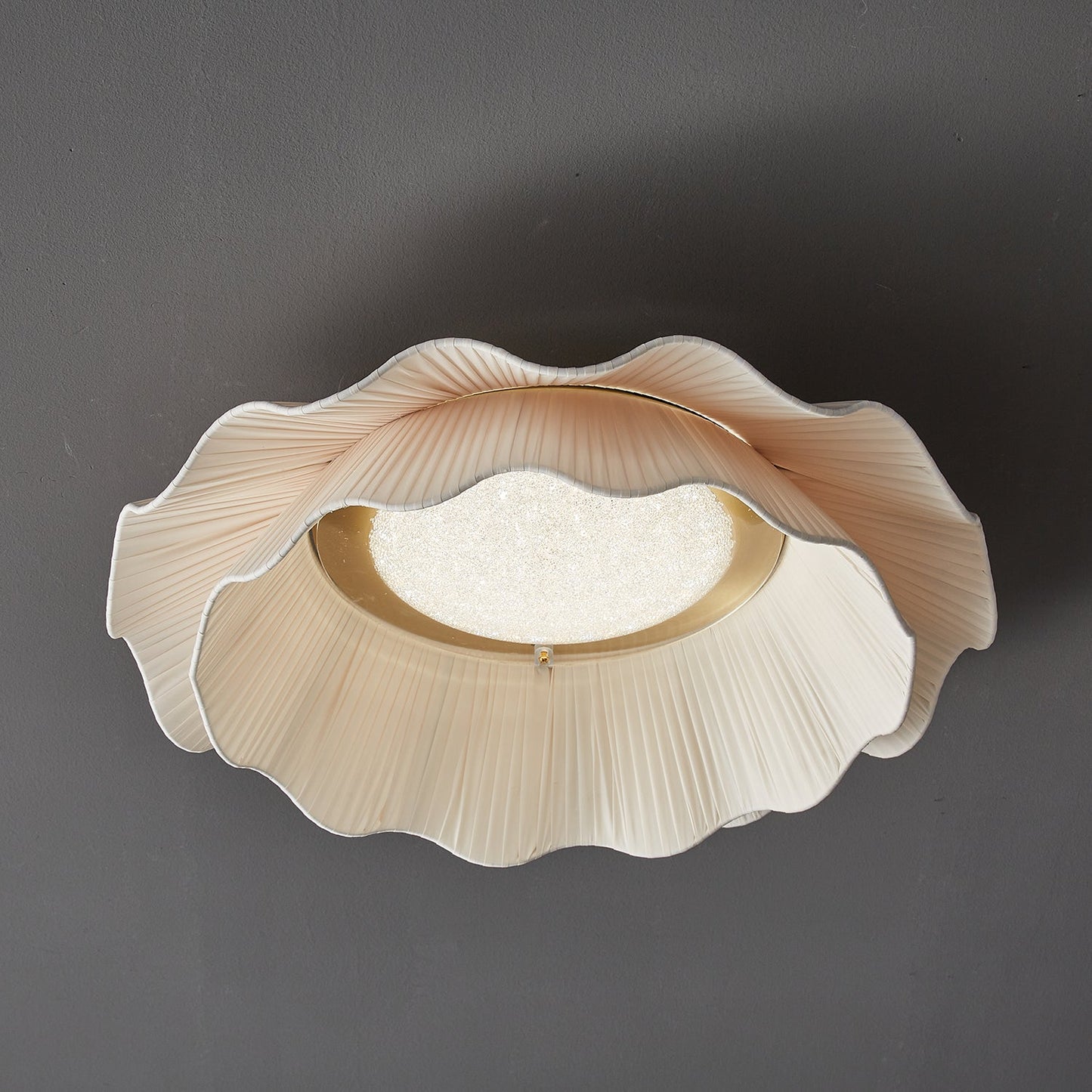 Arwen Fabric Wave Ceiling Lamp | Brass & Fabric | Beige