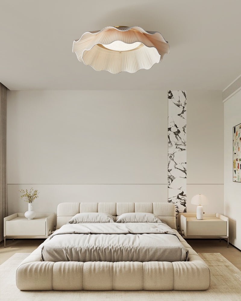 Arwen Fabric Wave Ceiling Lamp | Brass & Fabric | Beige