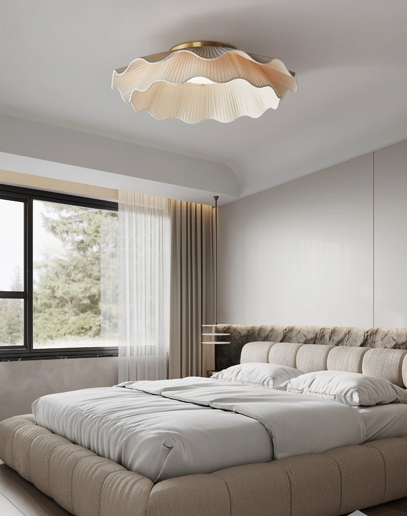 Arwen Fabric Wave Ceiling Lamp | Brass & Fabric | Beige