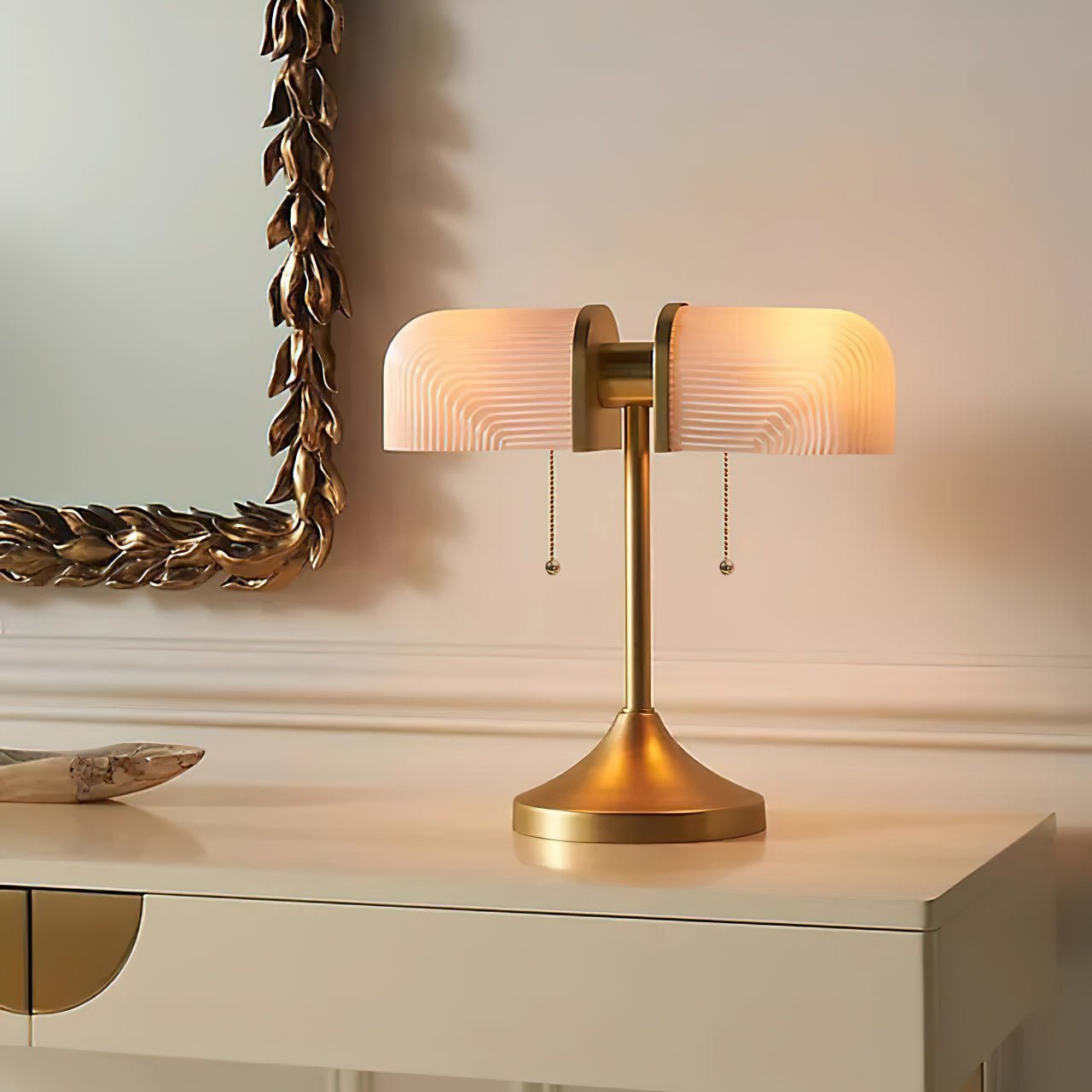 Ashby Table Lamp | Metal & Glass | Gold with Green Shade
