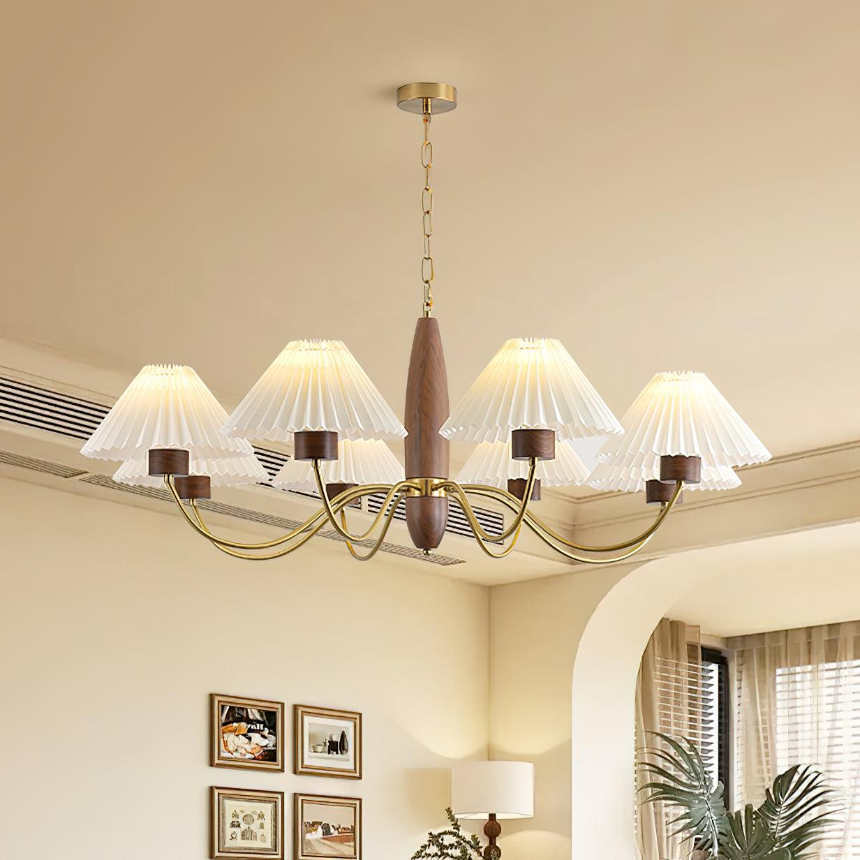 Asquith Chandelier | Metal & Fabric | Reddish Brown, 3-6-8-10 Lights